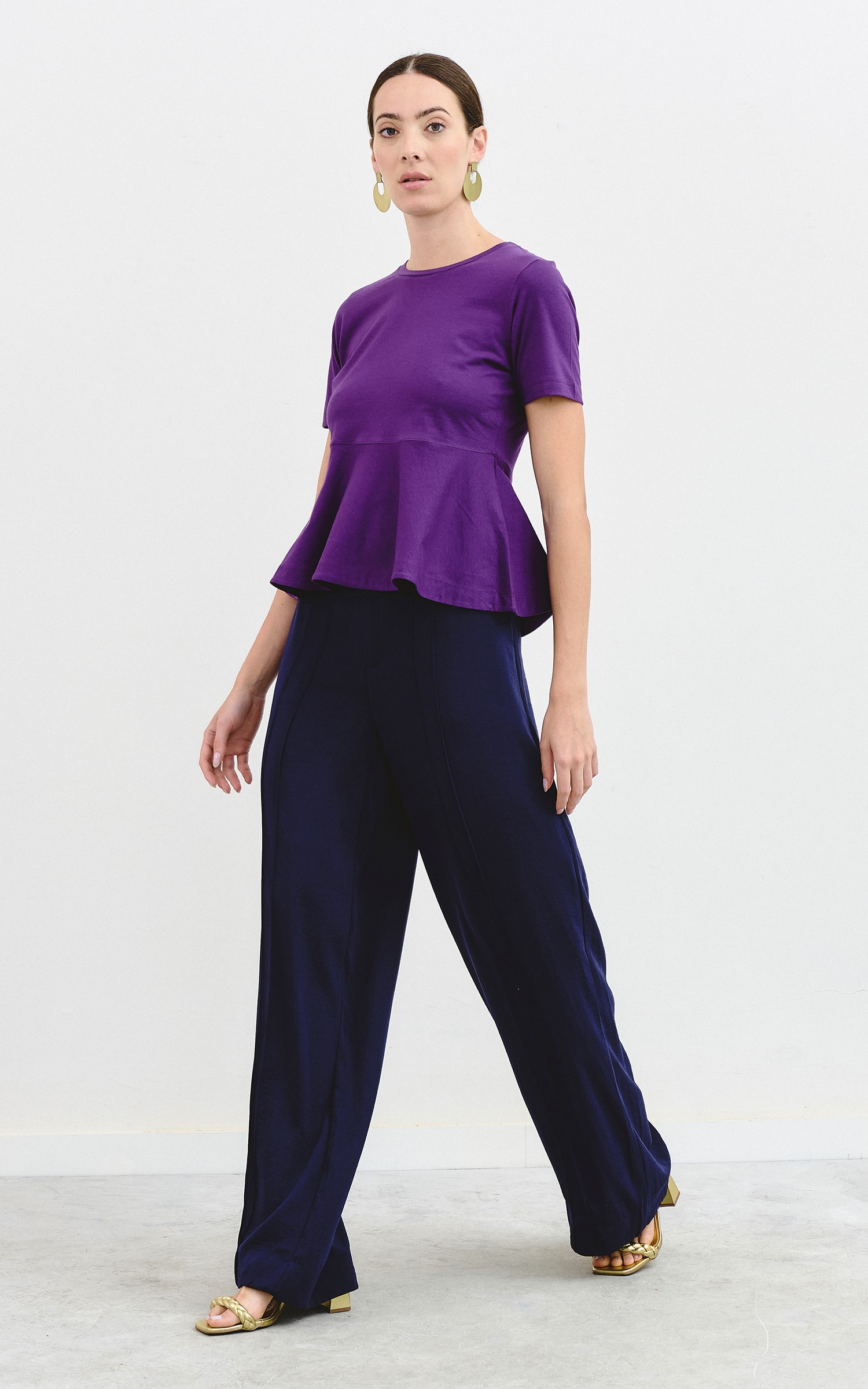 T-Shirt Basic Peplum Roxo