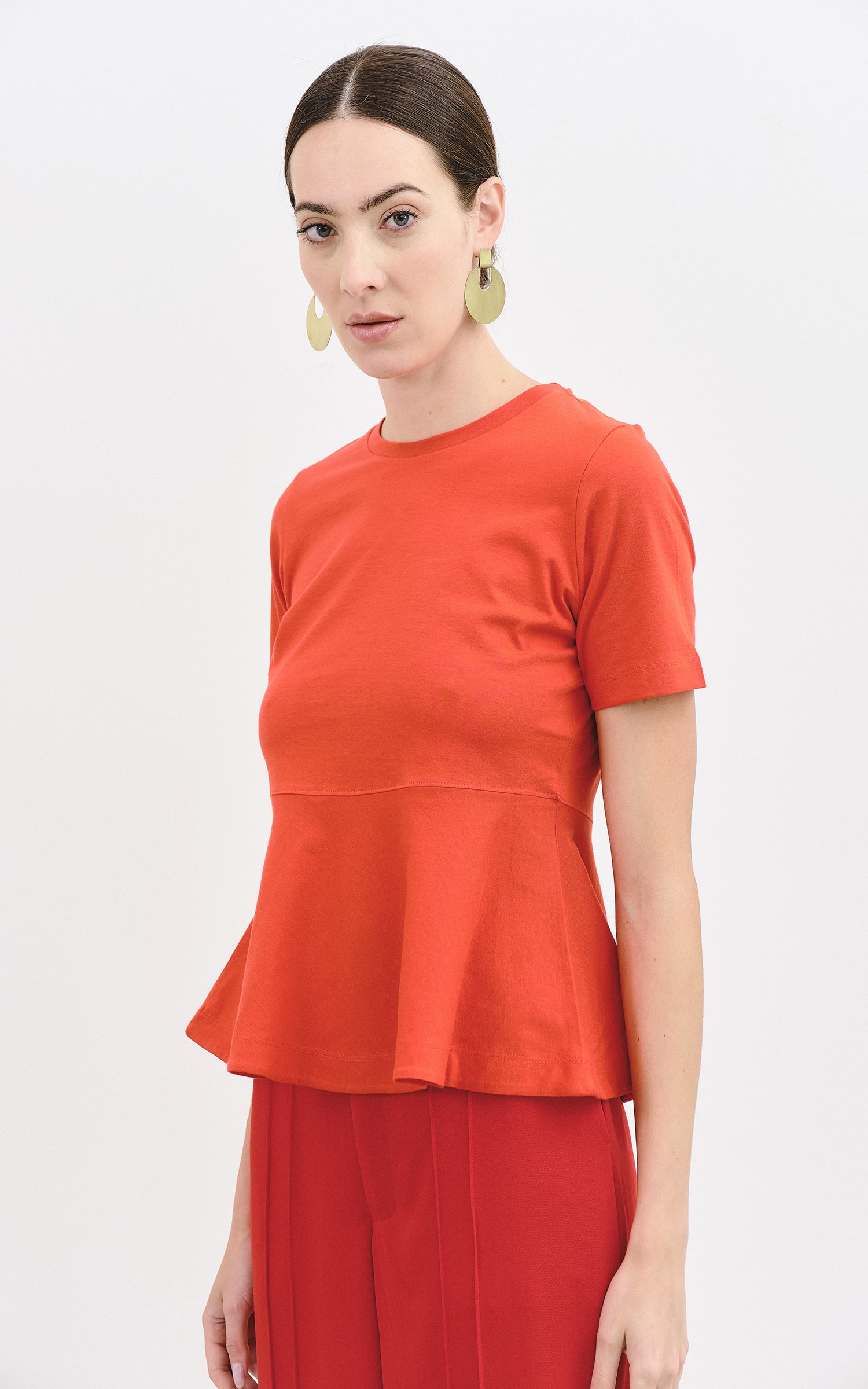 T-Shirt Basic Peplum Vermelho