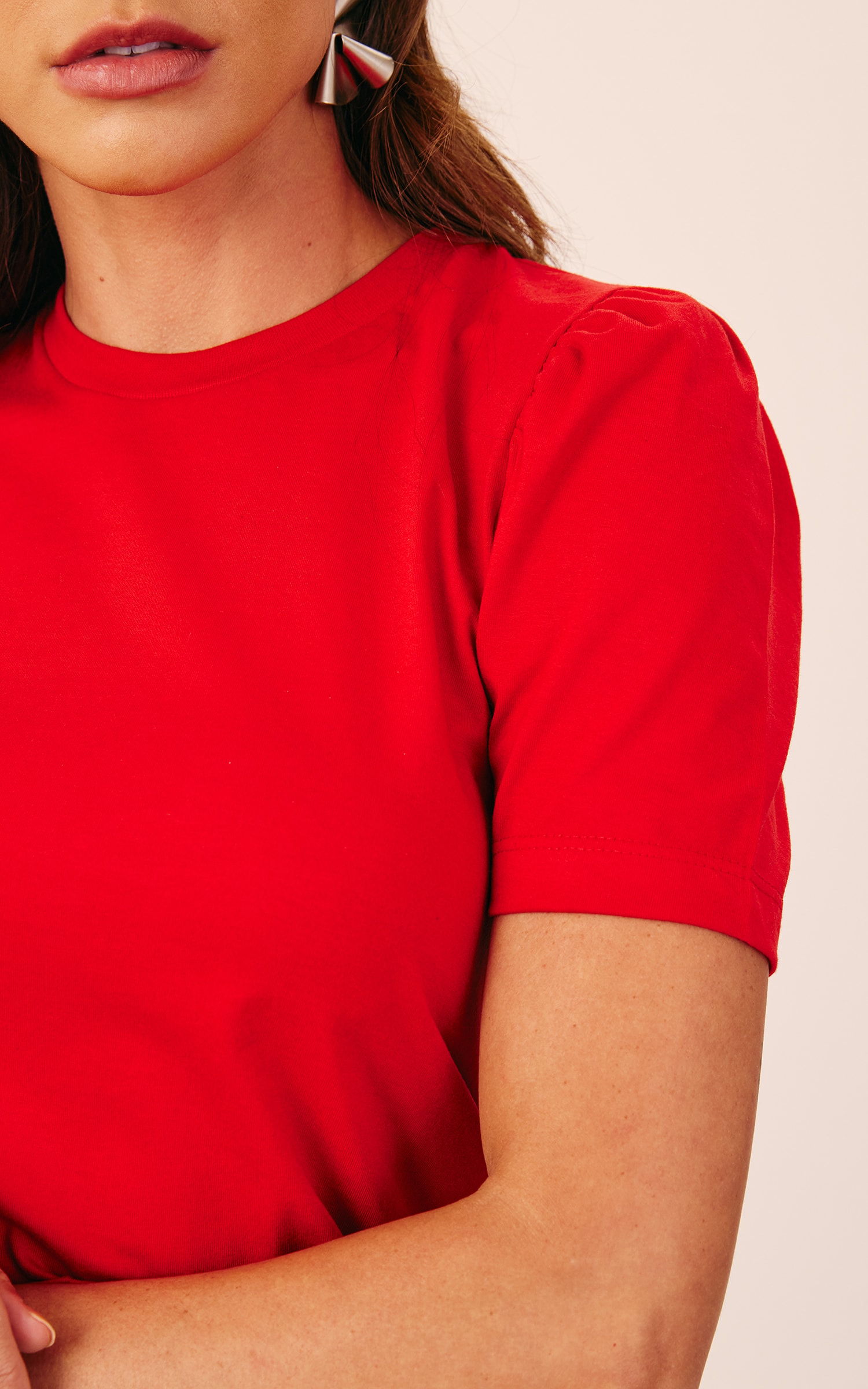 T-Shirt Malha Manga Bufante Vermelho