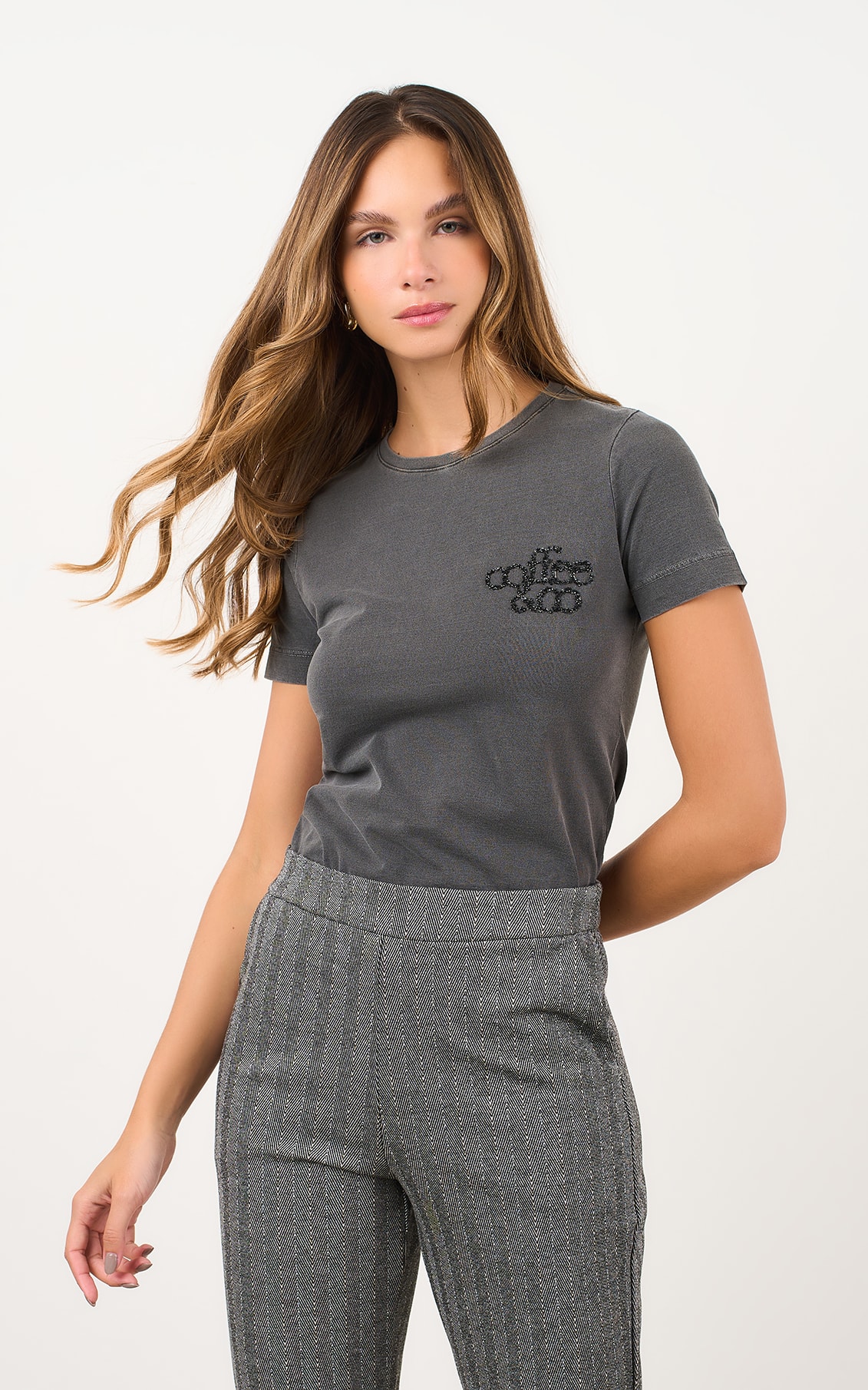 T-Shirt Malha The Coffee Cinza Estonado
