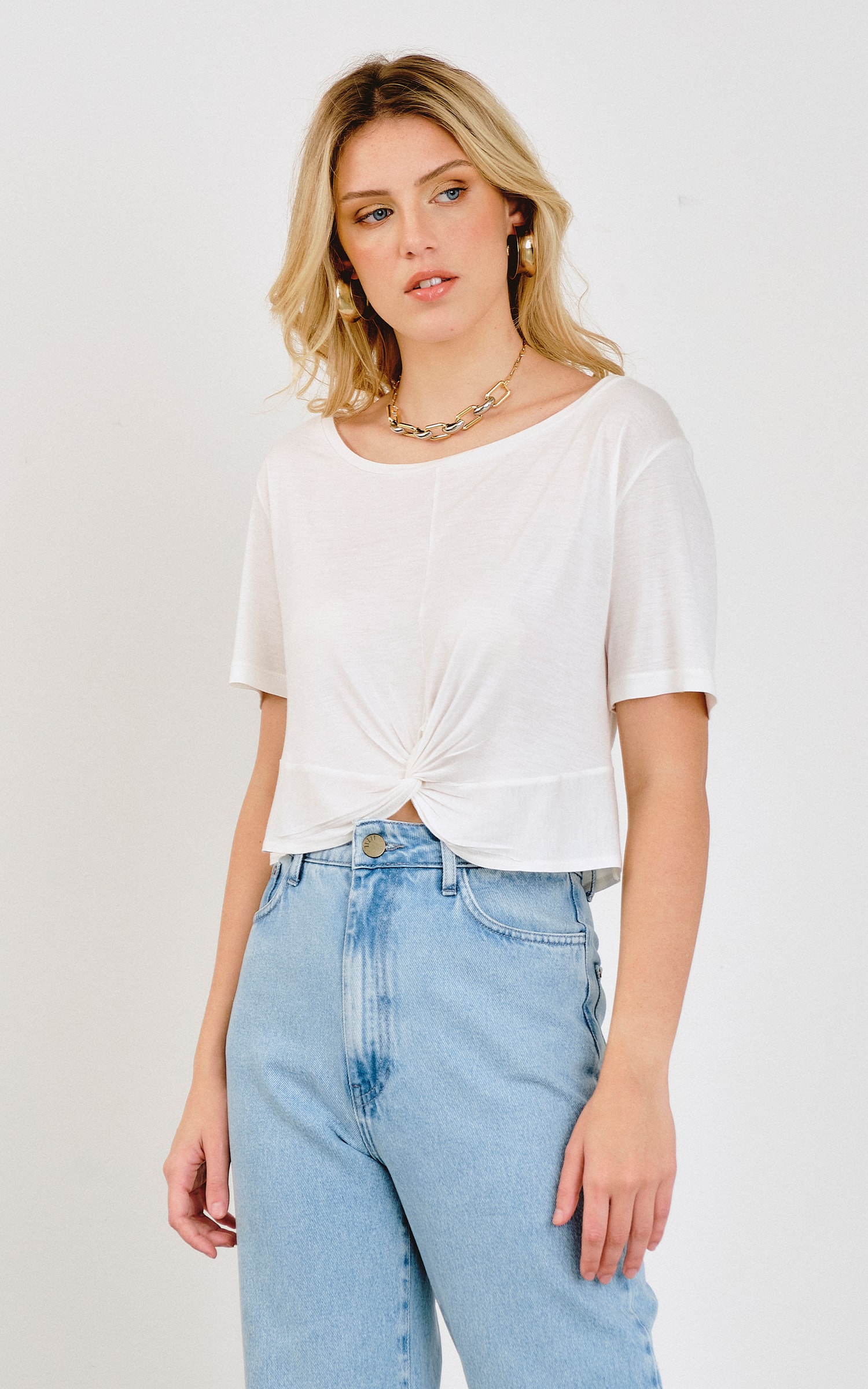 T-Shirt Malha Torcida Off White