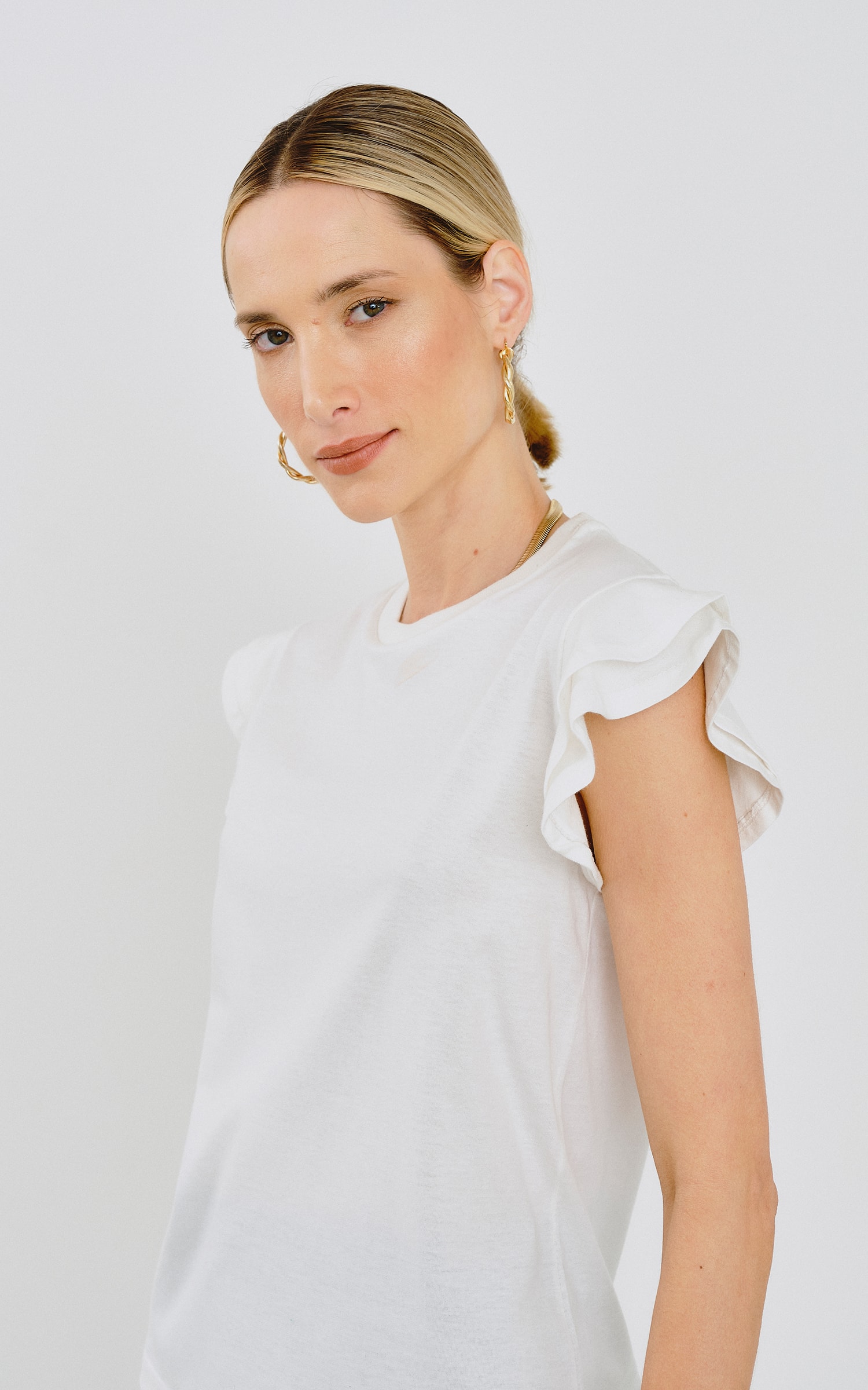 T-Shirt Manga Babados Off White