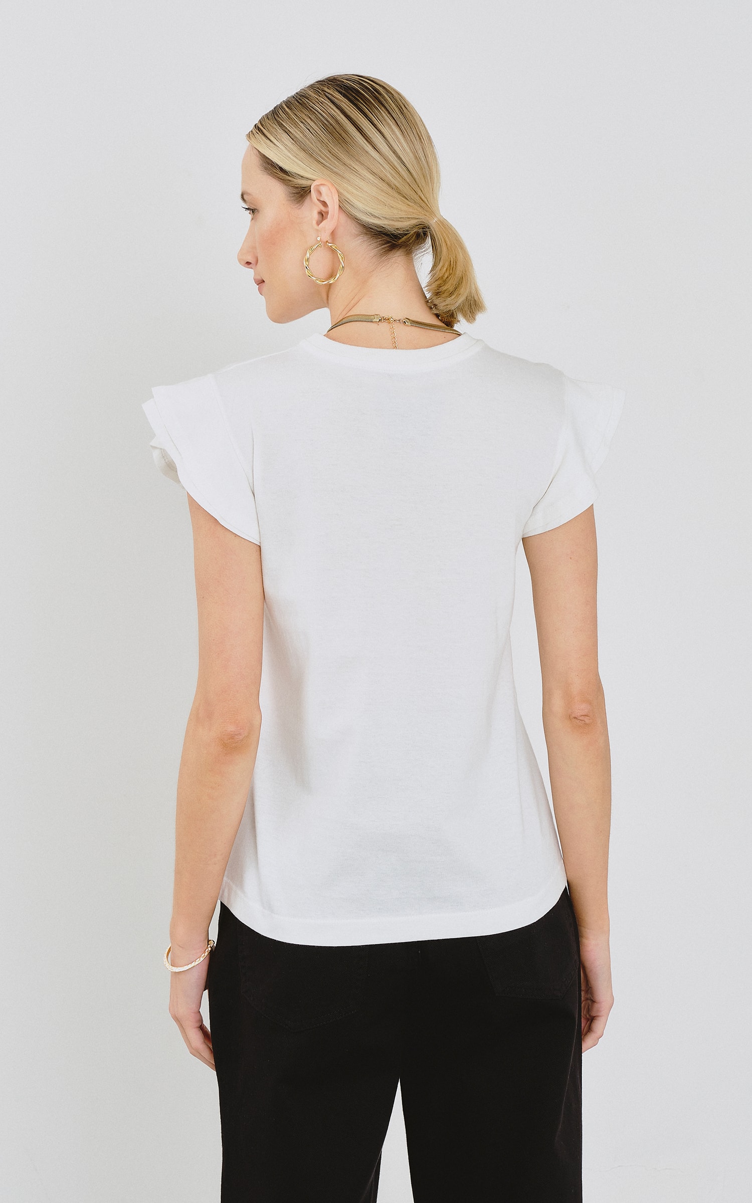 T-Shirt Manga Babados Off White