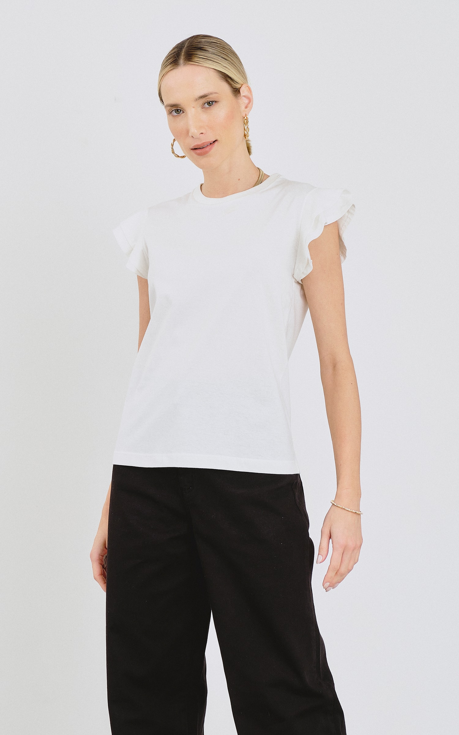 T-Shirt Manga Babados Off White