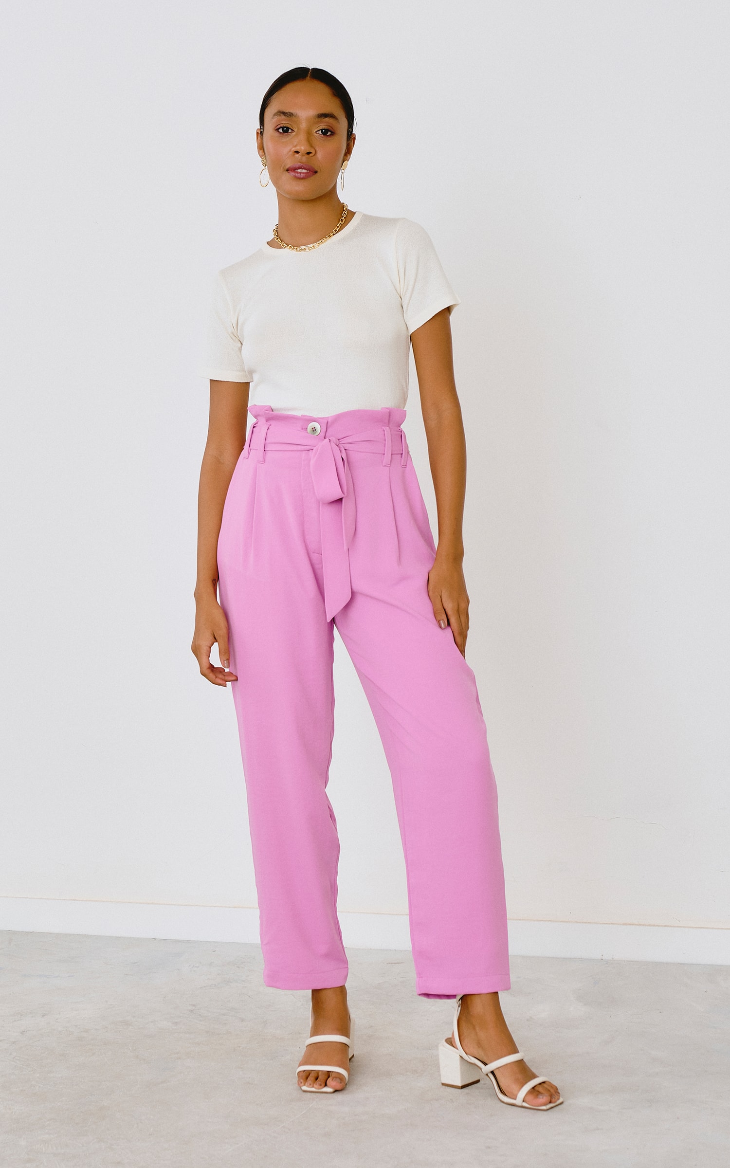 T-Shirt Tricot Decote Redondo Off White