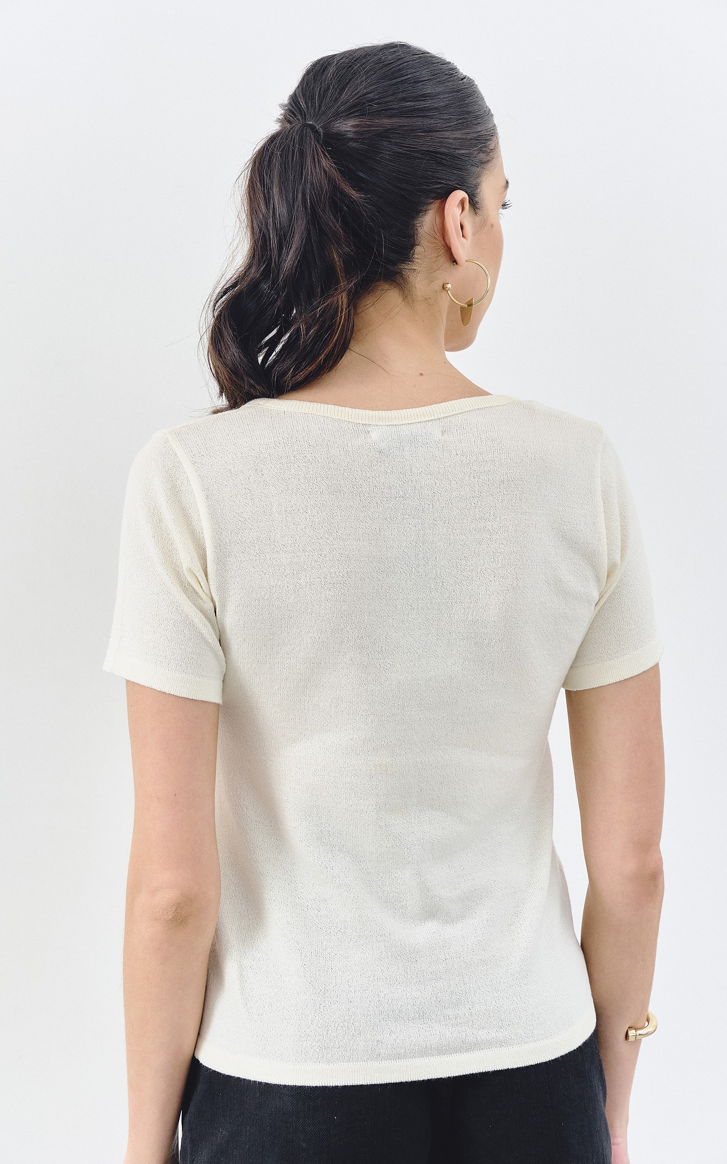 T-Shirt Tricot Decote v Off White