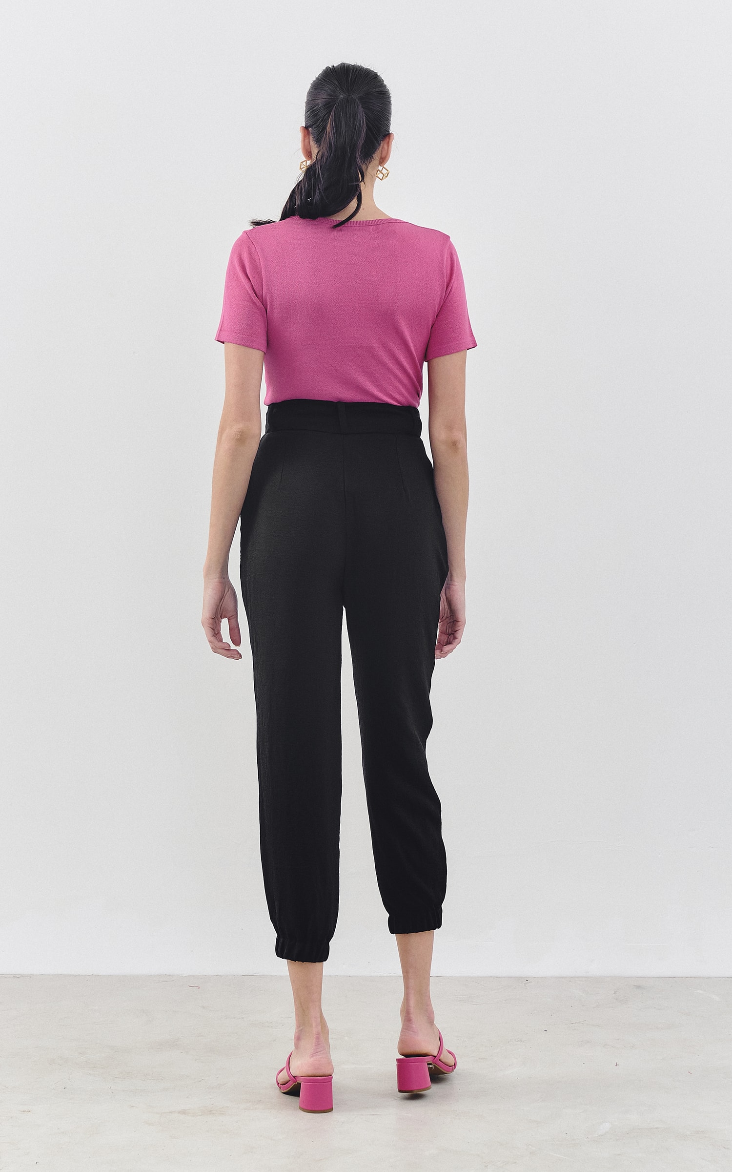 T-Shirt Tricot Decote v Rosa