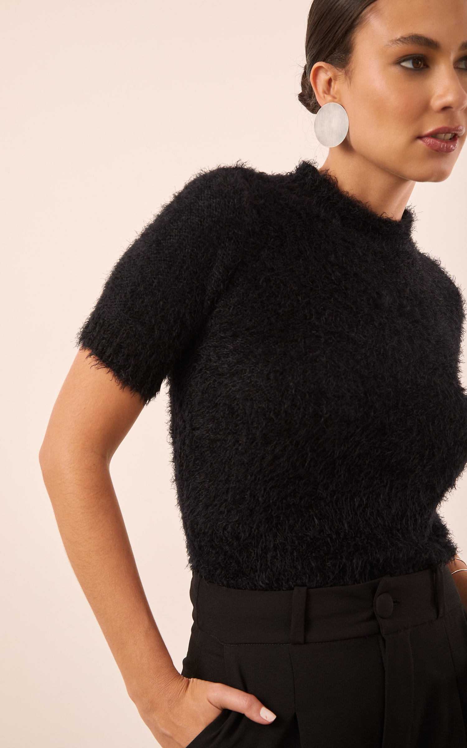 T-Shirt Tricot Pelinho Preto