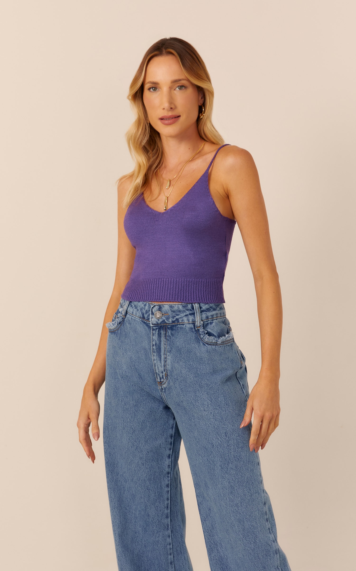 Top Tricot Alcinha Colors Ametista