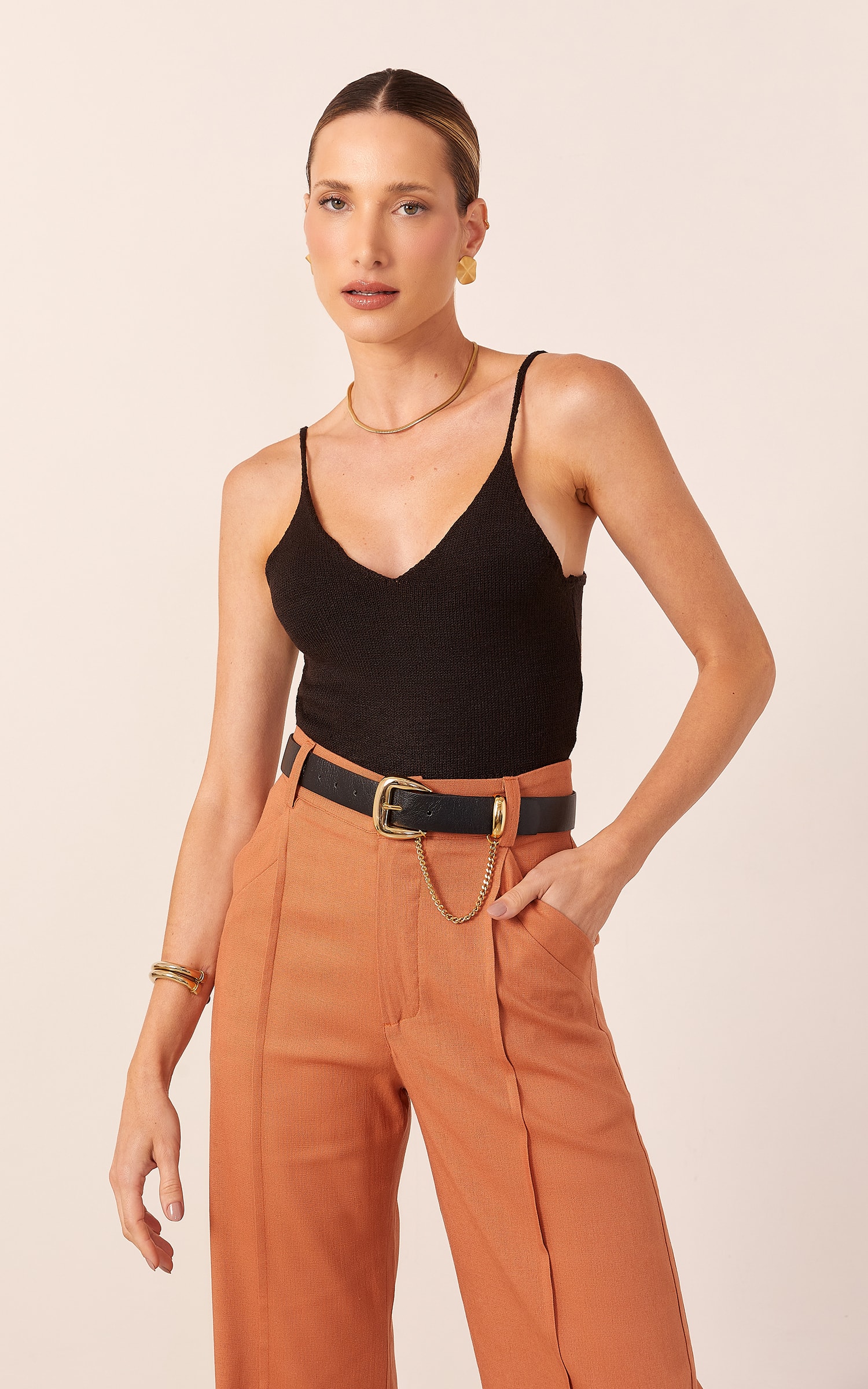 Top Tricot Alcinha Colors Preto