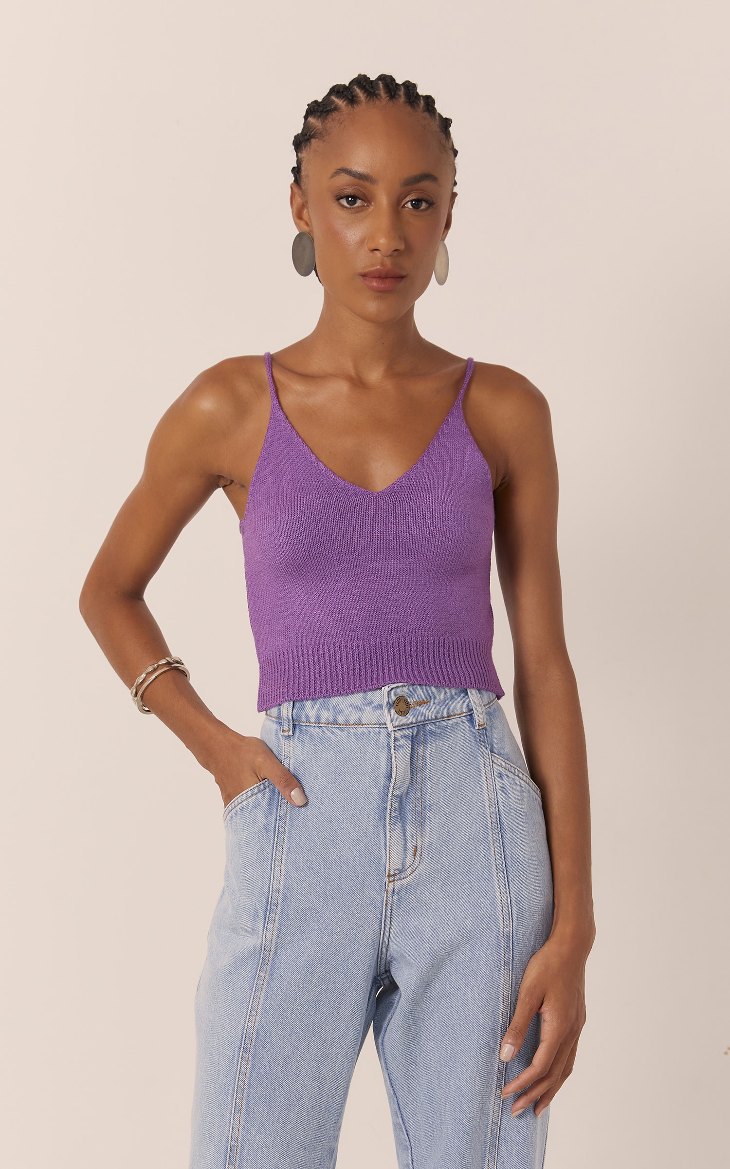 Top Tricot Alcinha Colors Roxo