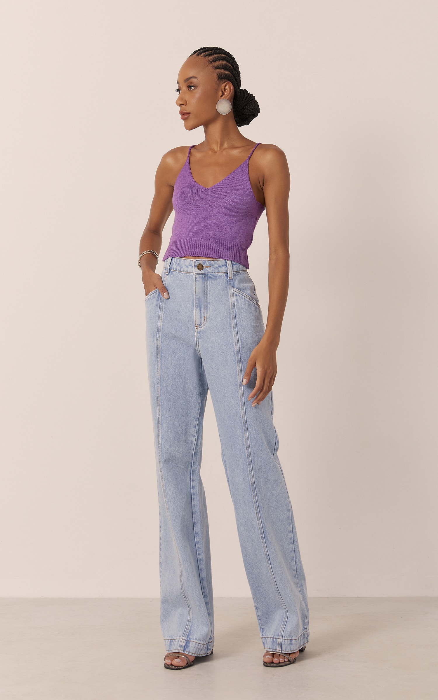 Top Tricot Alcinha Colors Roxo
