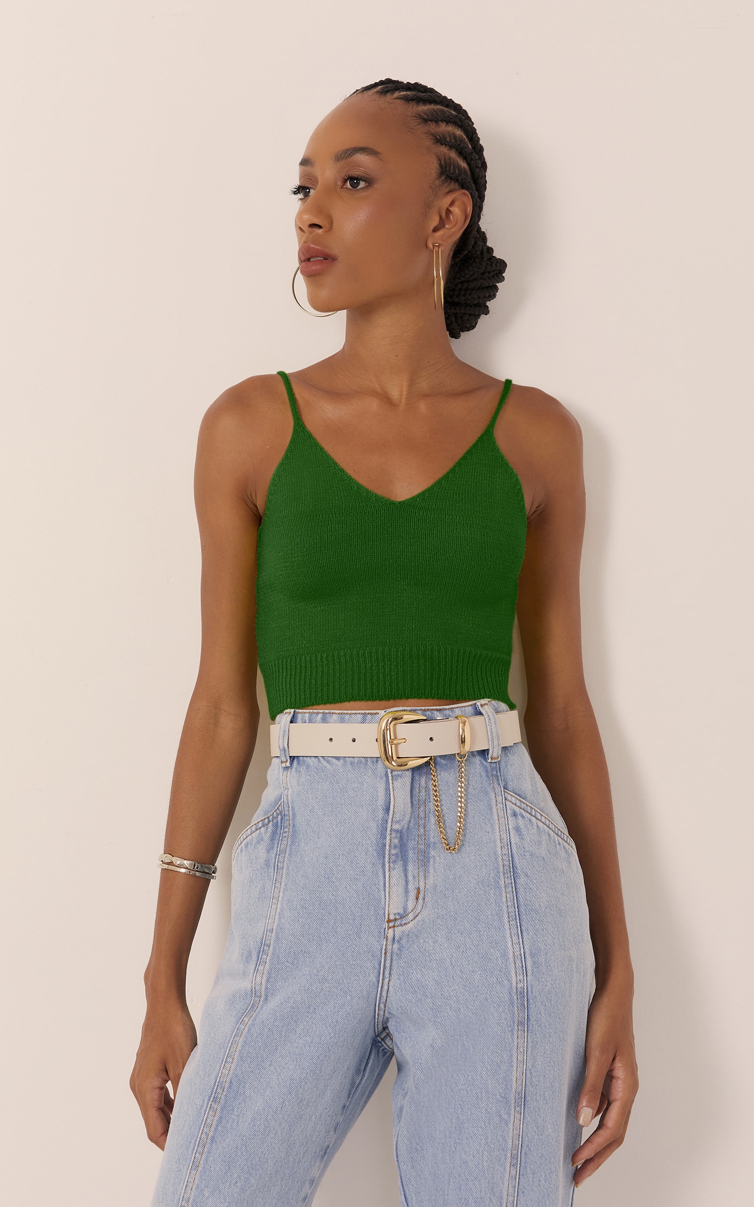 Top Tricot Alcinha Colors Verde Bandeira