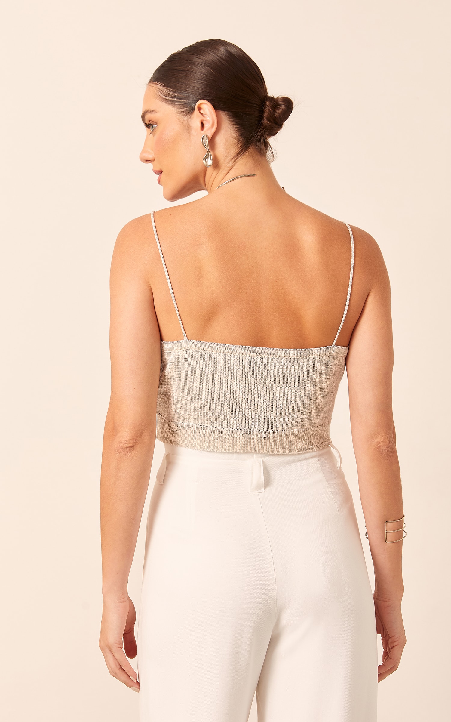 Top Tricot Alcinha Prata