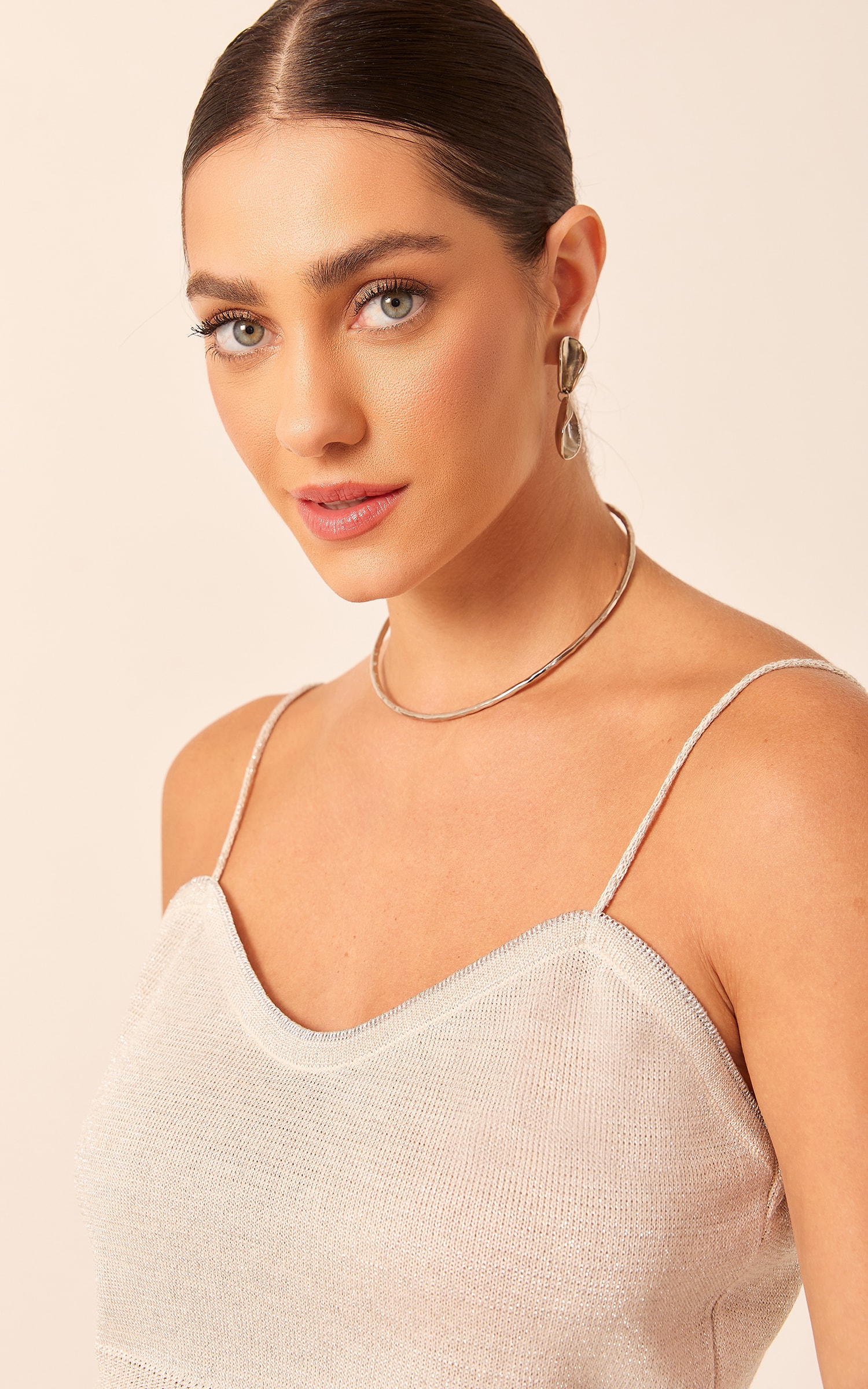 Top Tricot Alcinha Prata