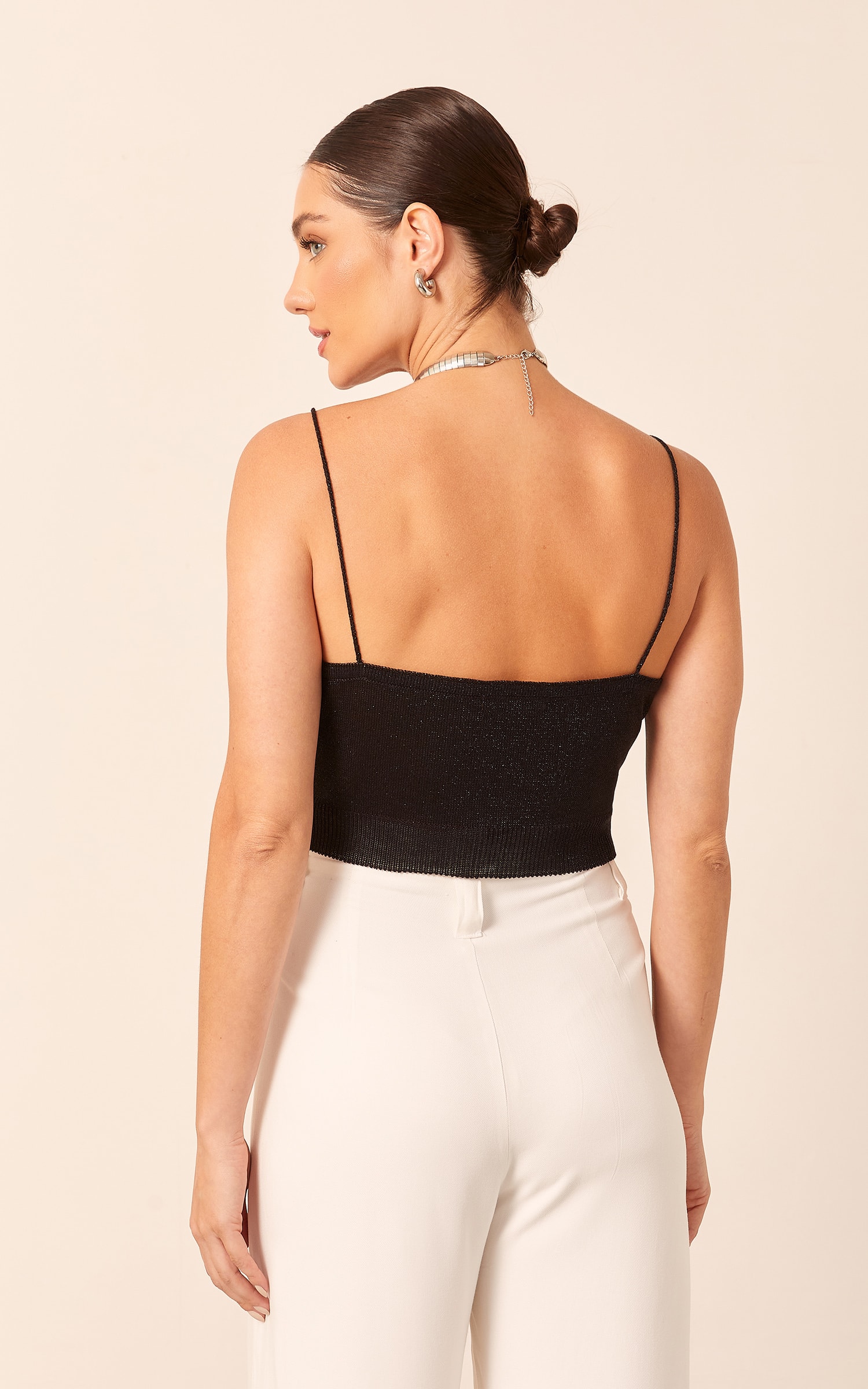 Top Tricot Alcinha Preto