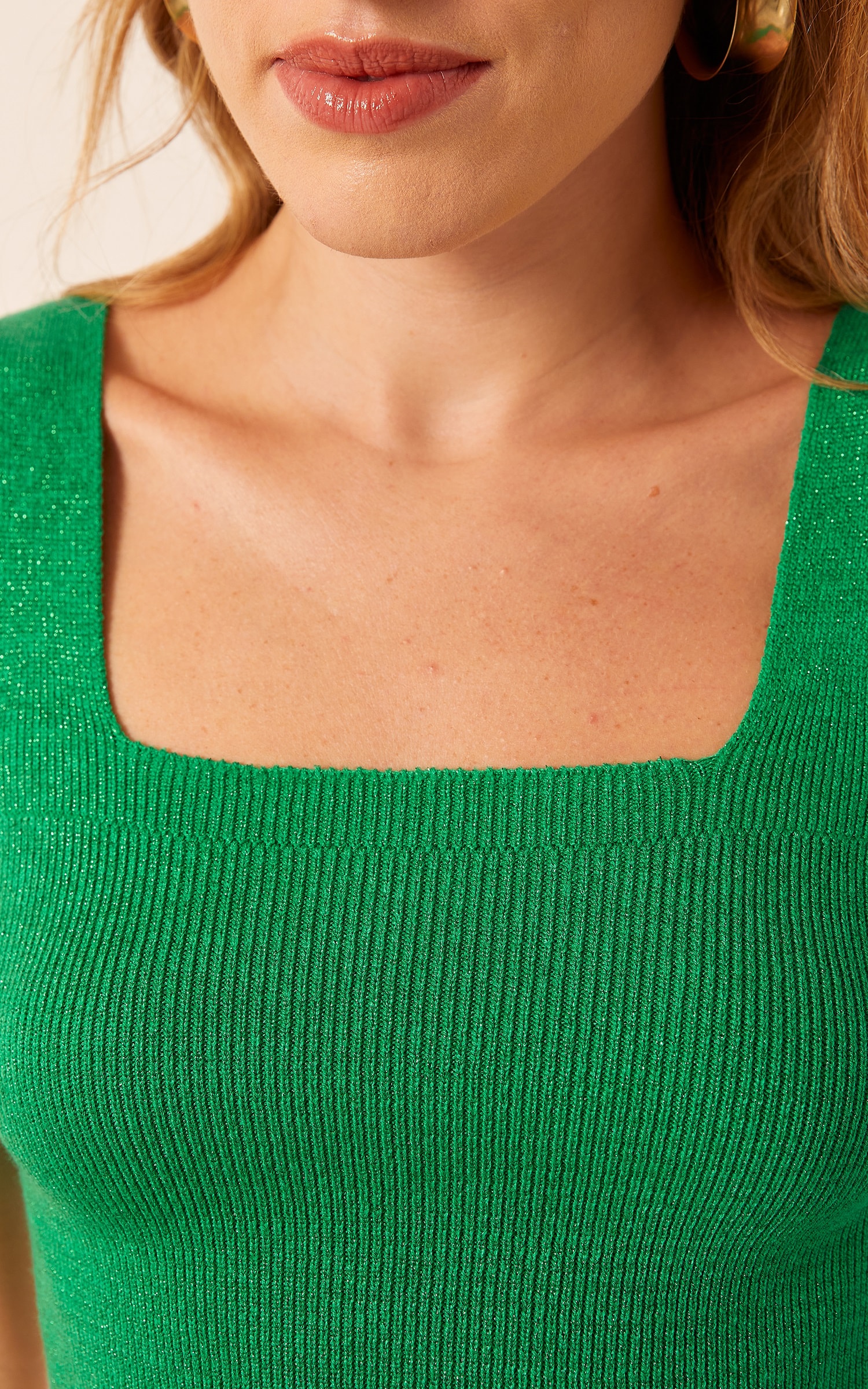 Top Tricot Caixinha Lurex Verde