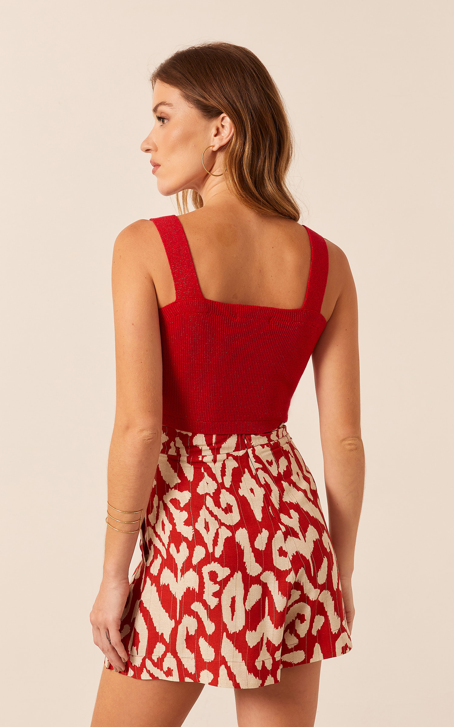 Top Tricot Caixinha Lurex Vermelho