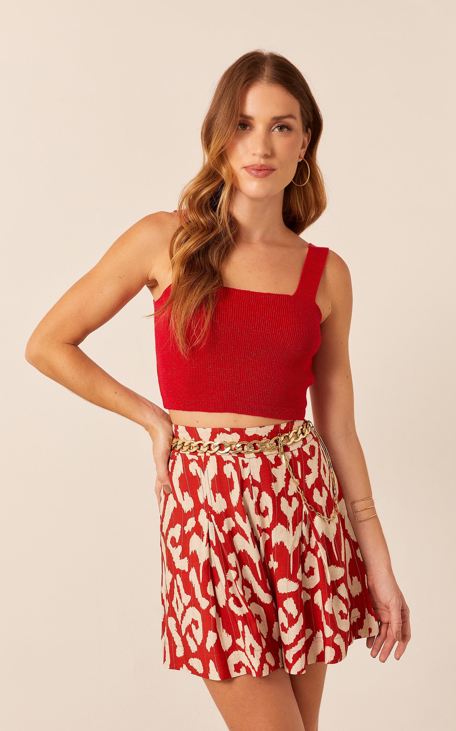 Top Tricot Caixinha Lurex Vermelho
