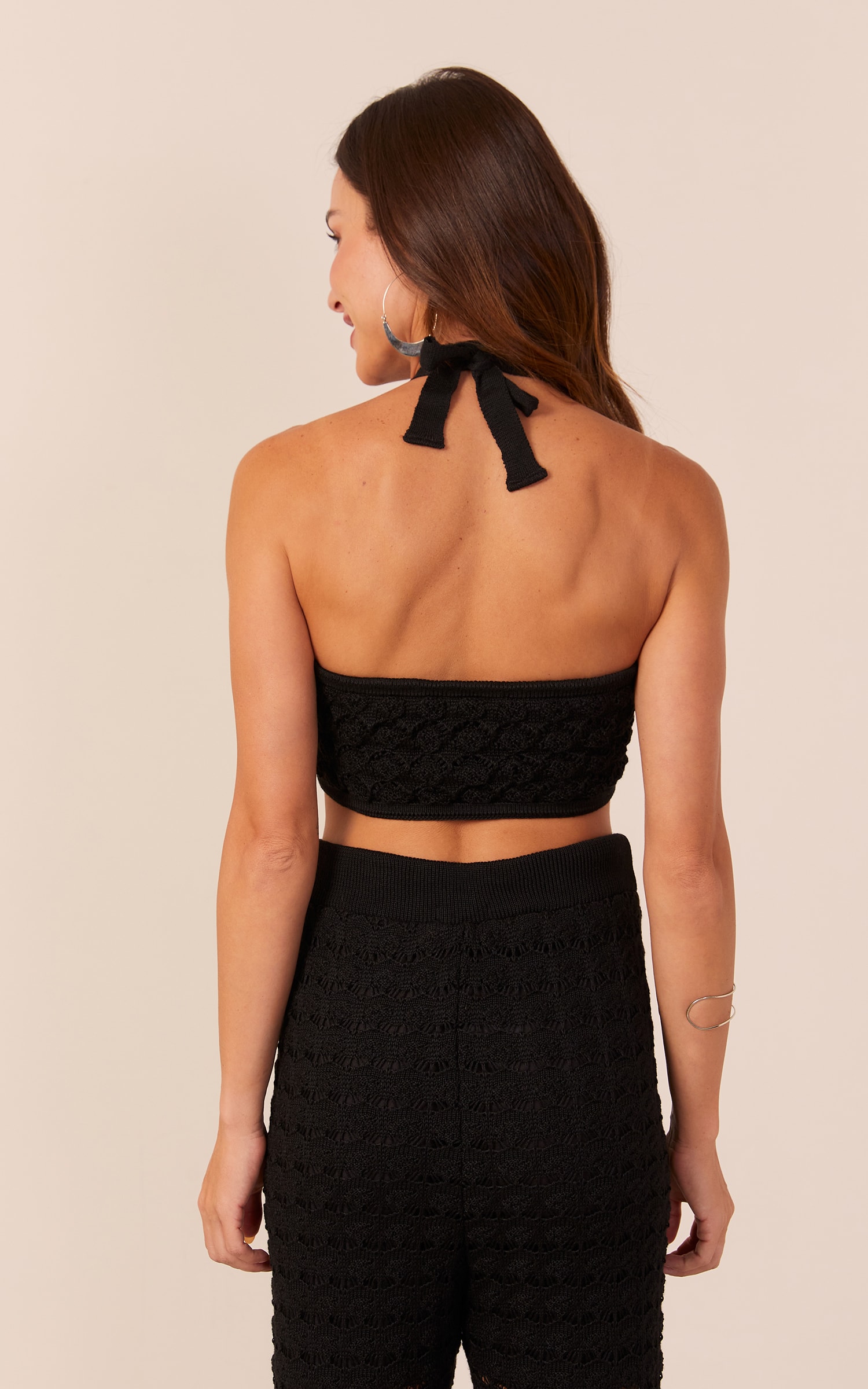 Top Tricot Mix Texturas Preto