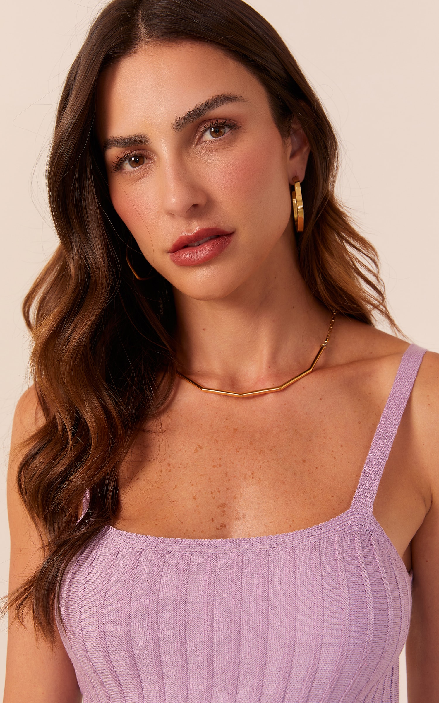 Top Tricot Nervuras Lilás