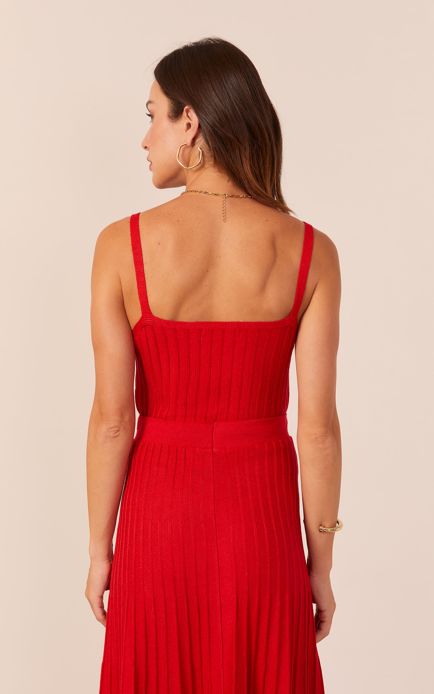 Top Tricot Nervuras Vermelho