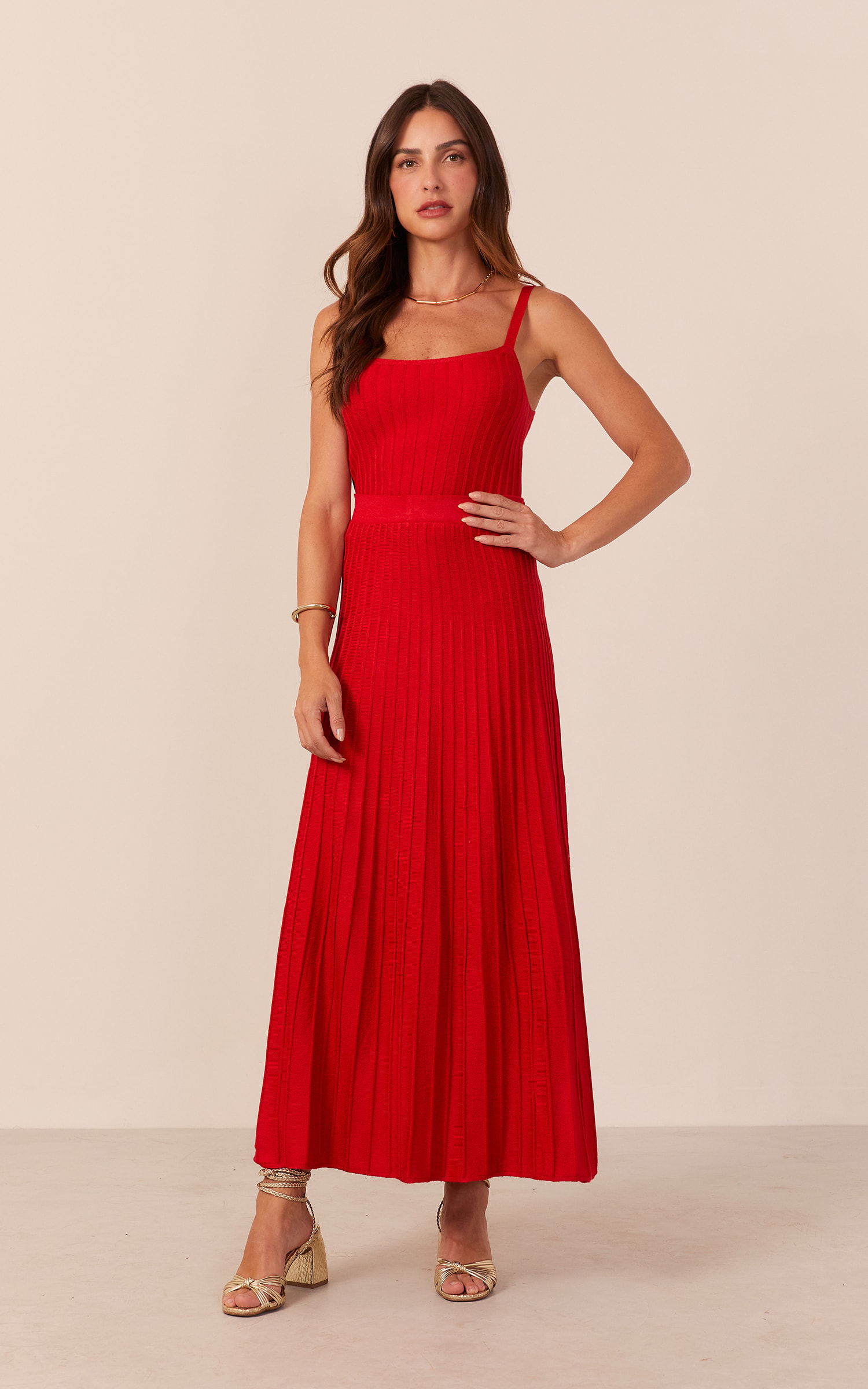 Top Tricot Nervuras Vermelho