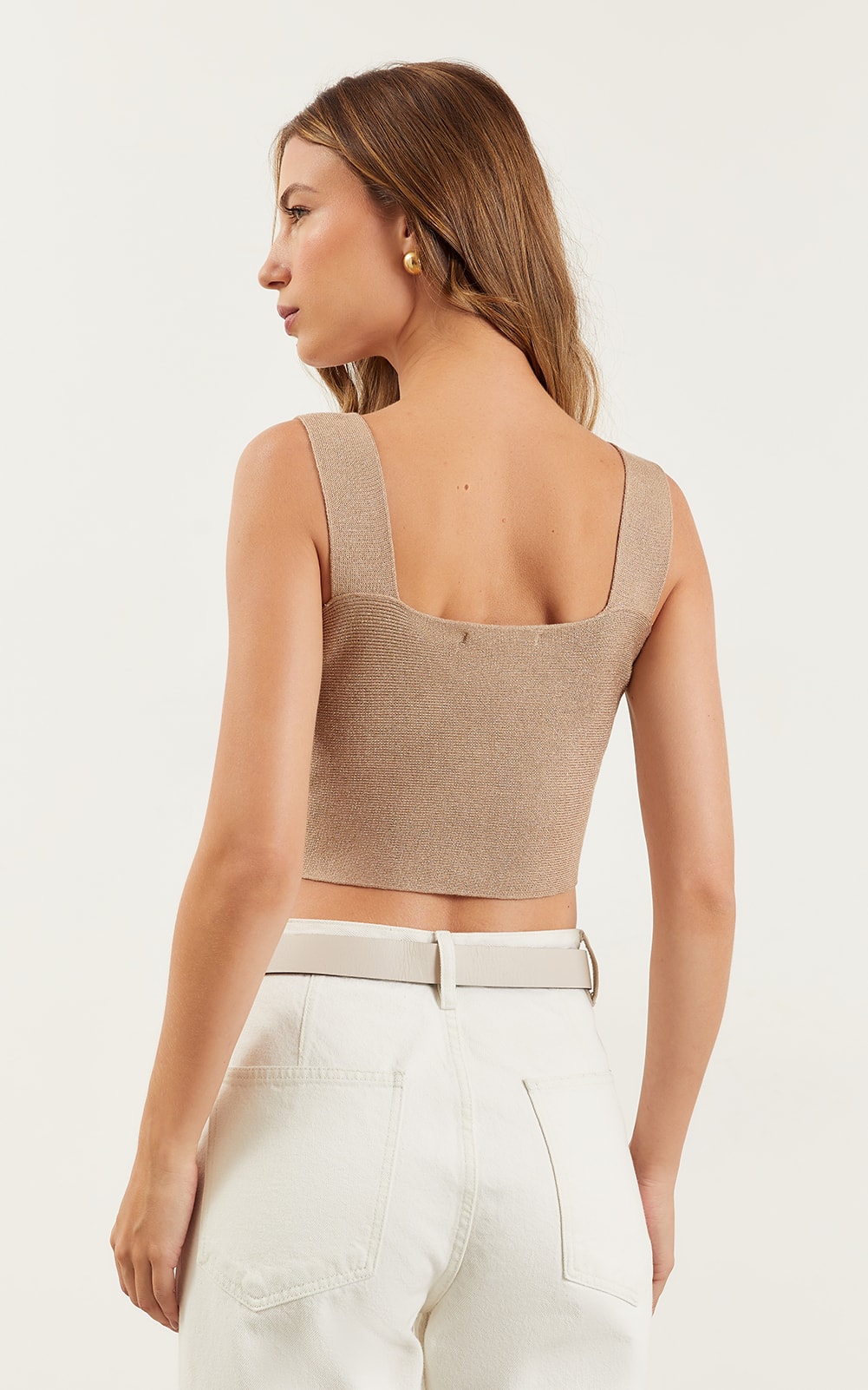 Top Tricot Recortes Lurex Dourado