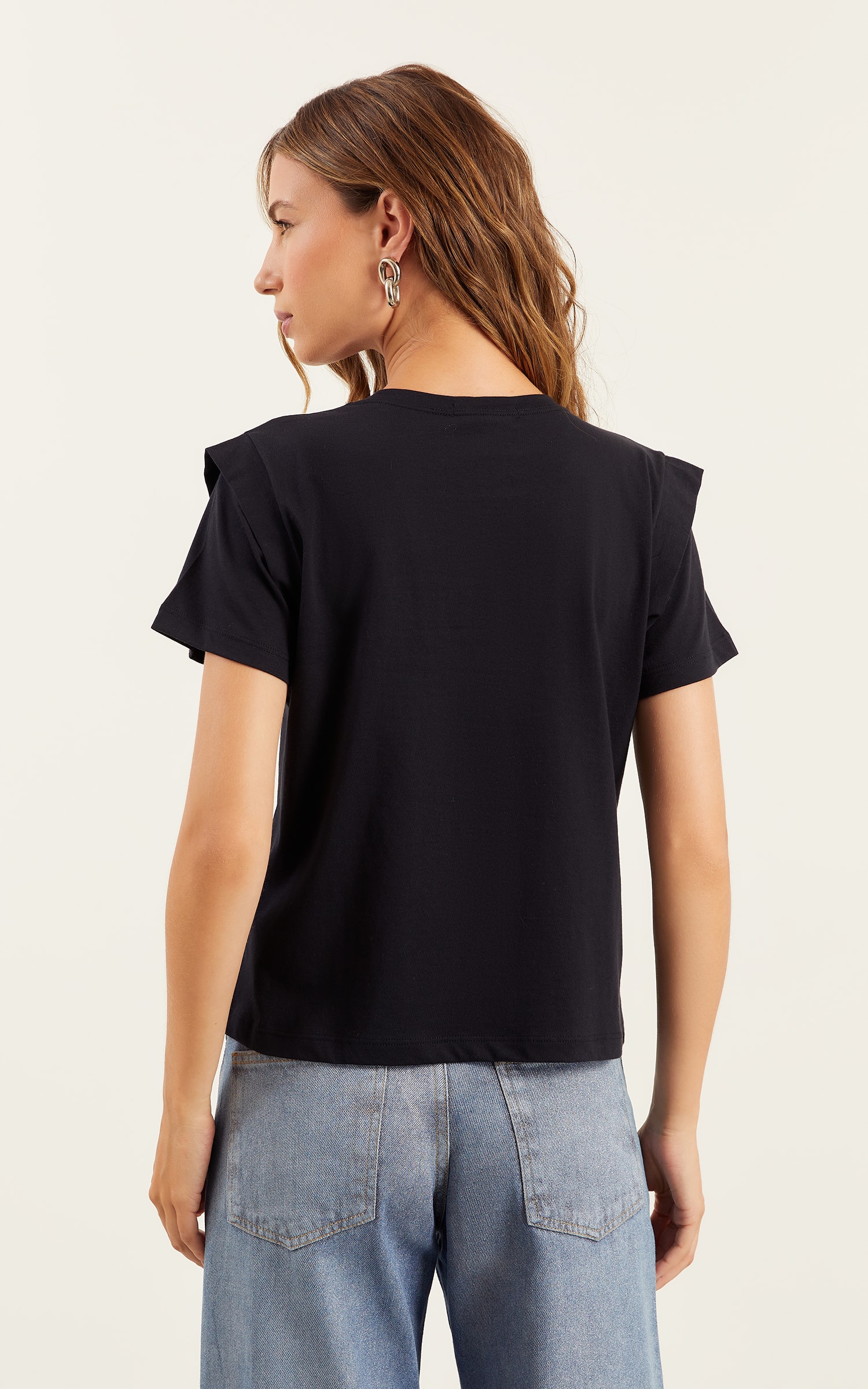 Tshirt Detalhe Manga Preto