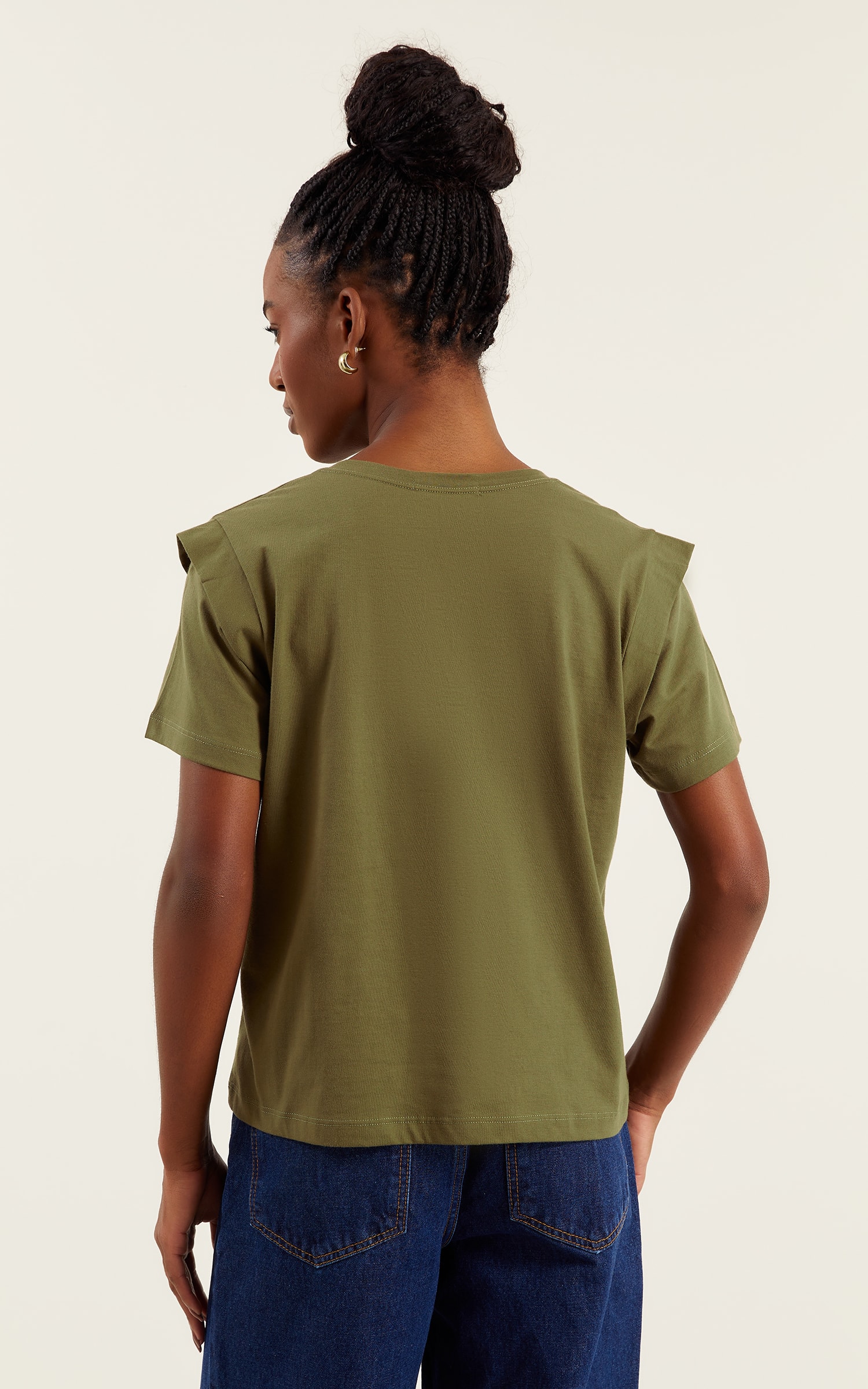 Tshirt Detalhe Manga Verde Musgo