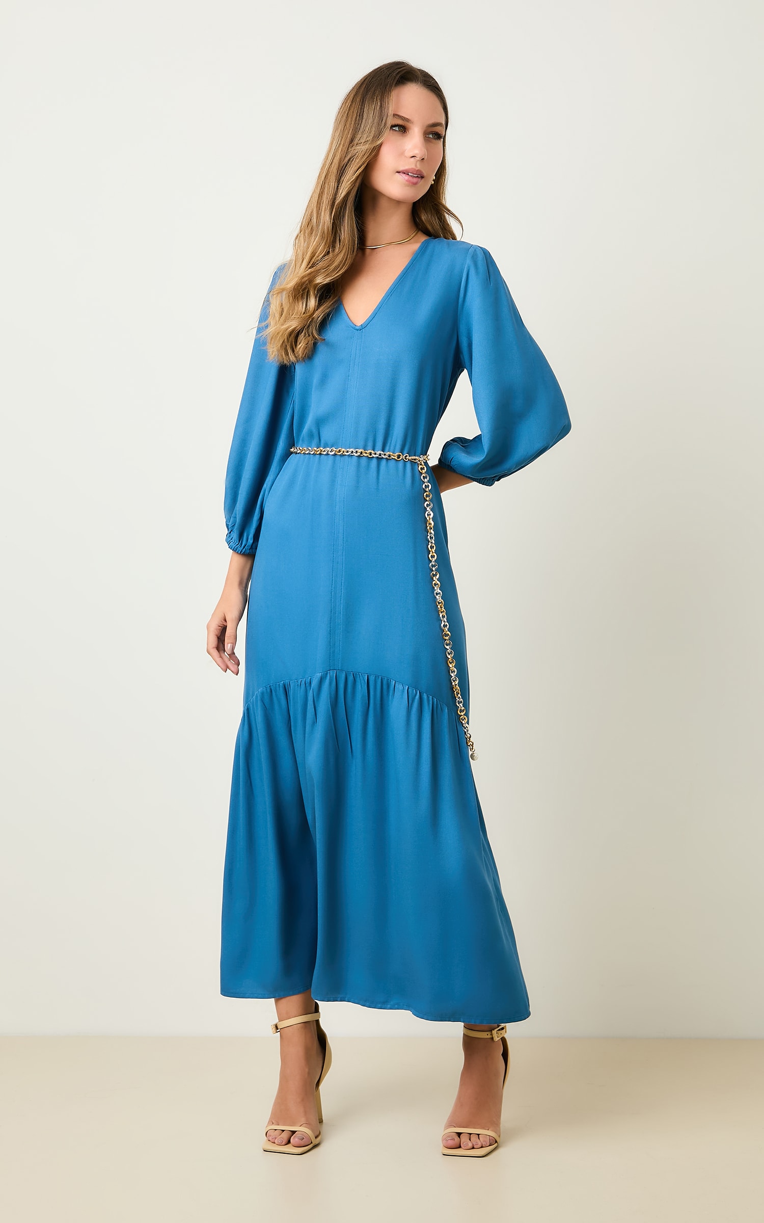 Vestido Amplo Costa Azul Denim