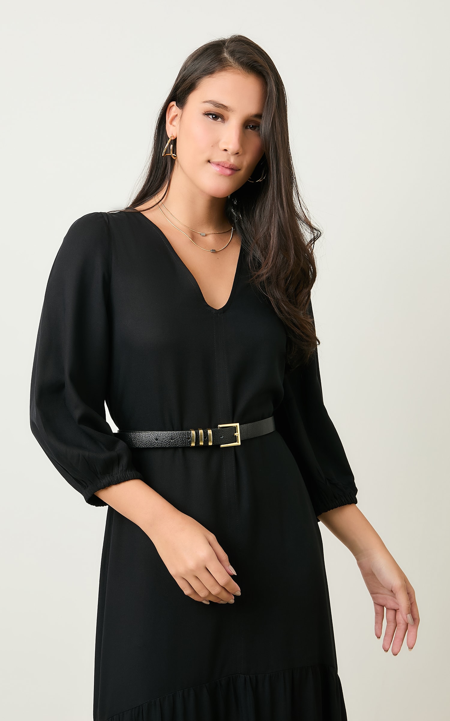 Vestido Amplo Costa Preto