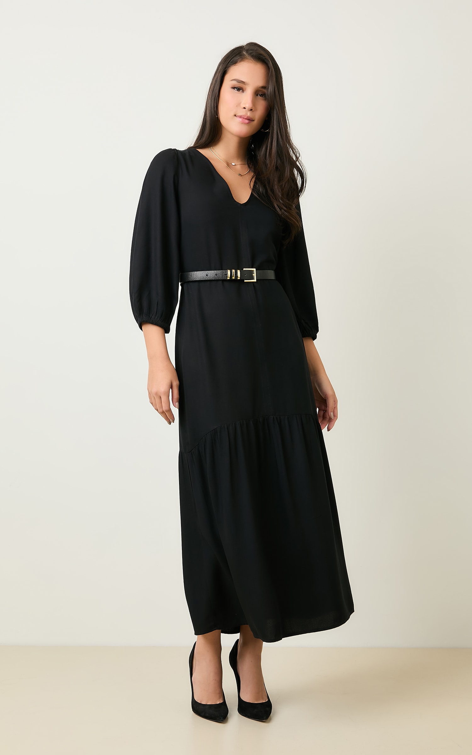 Vestido Amplo Costa Preto