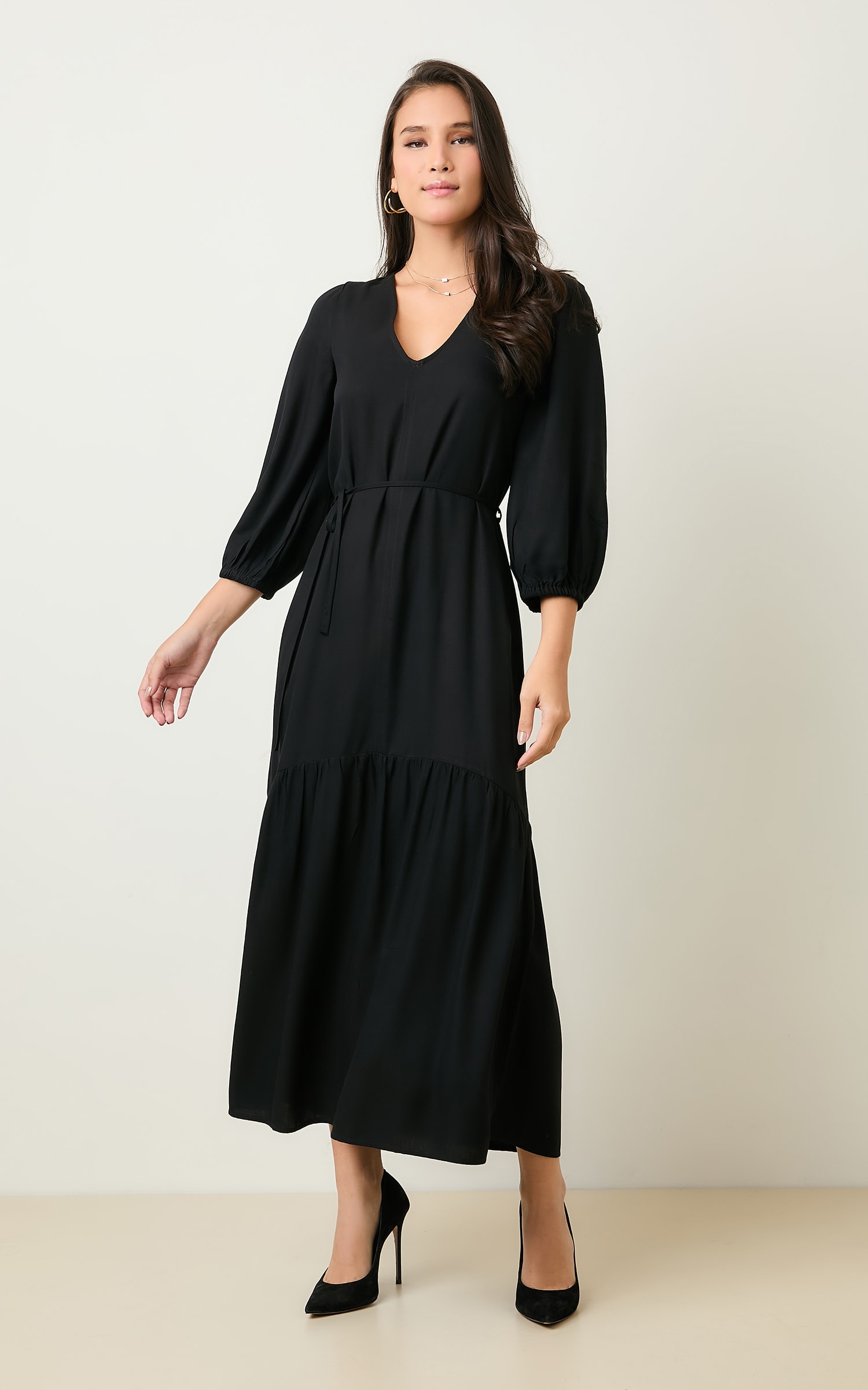 Vestido Amplo Costa Preto