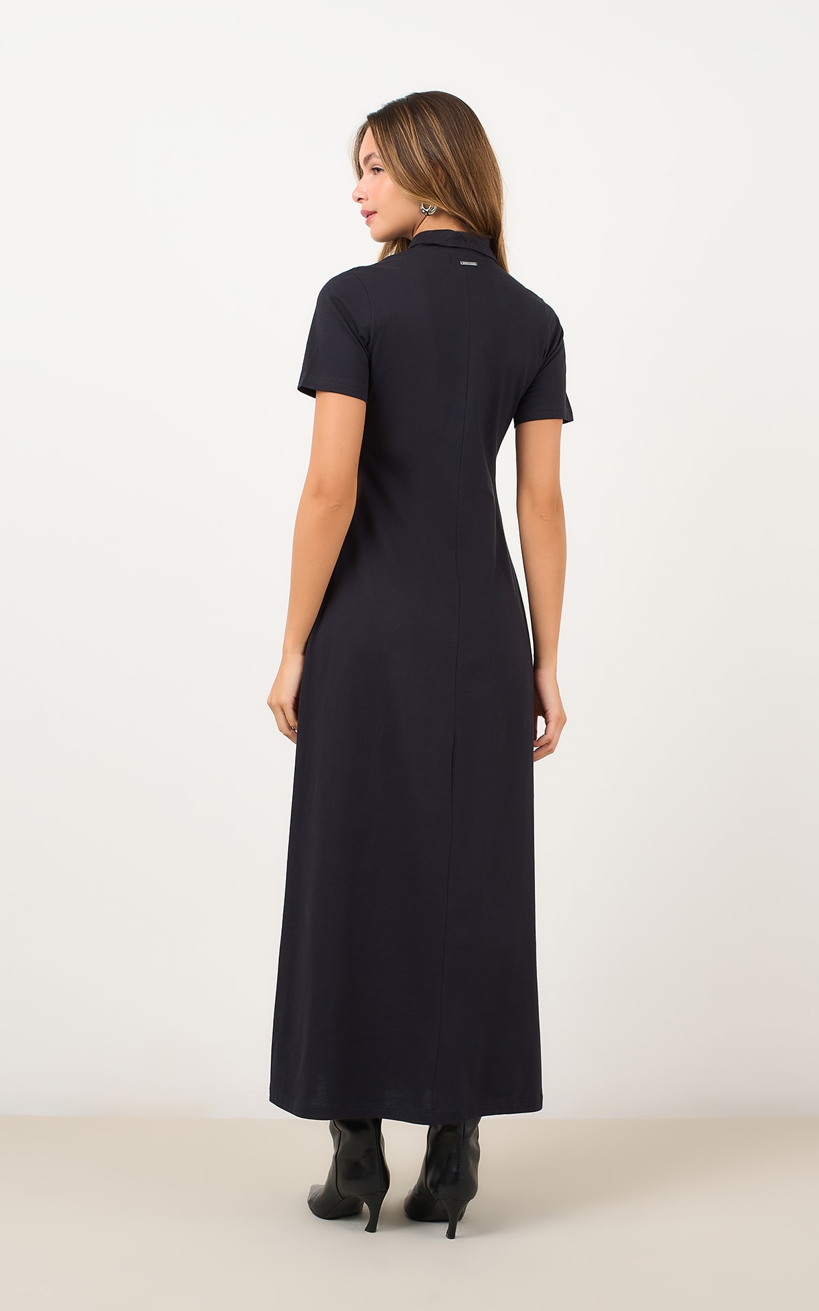 Vestido Amplo Malha Polo Preto