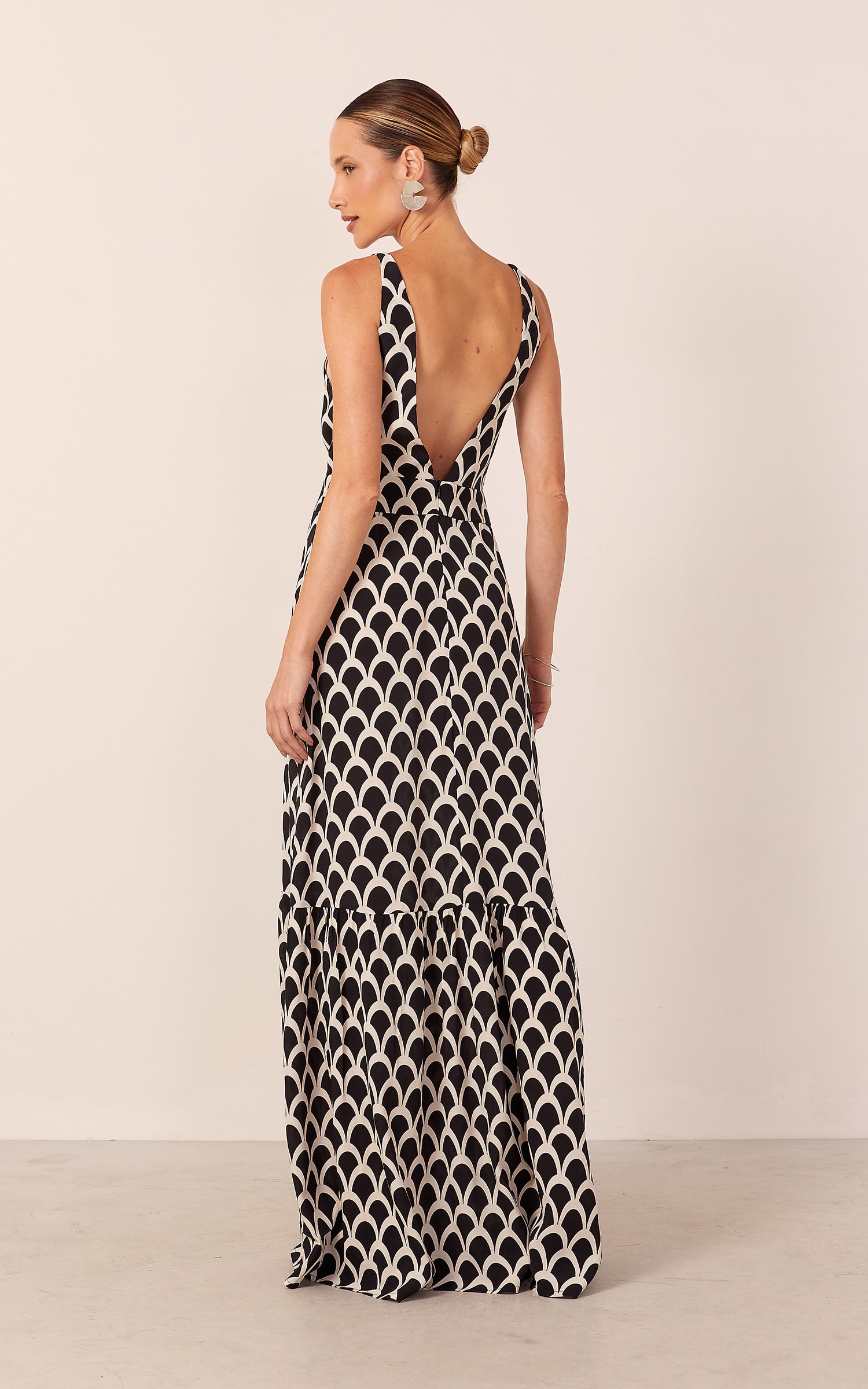 Vestido Arcos Longo Com Abertura Preto