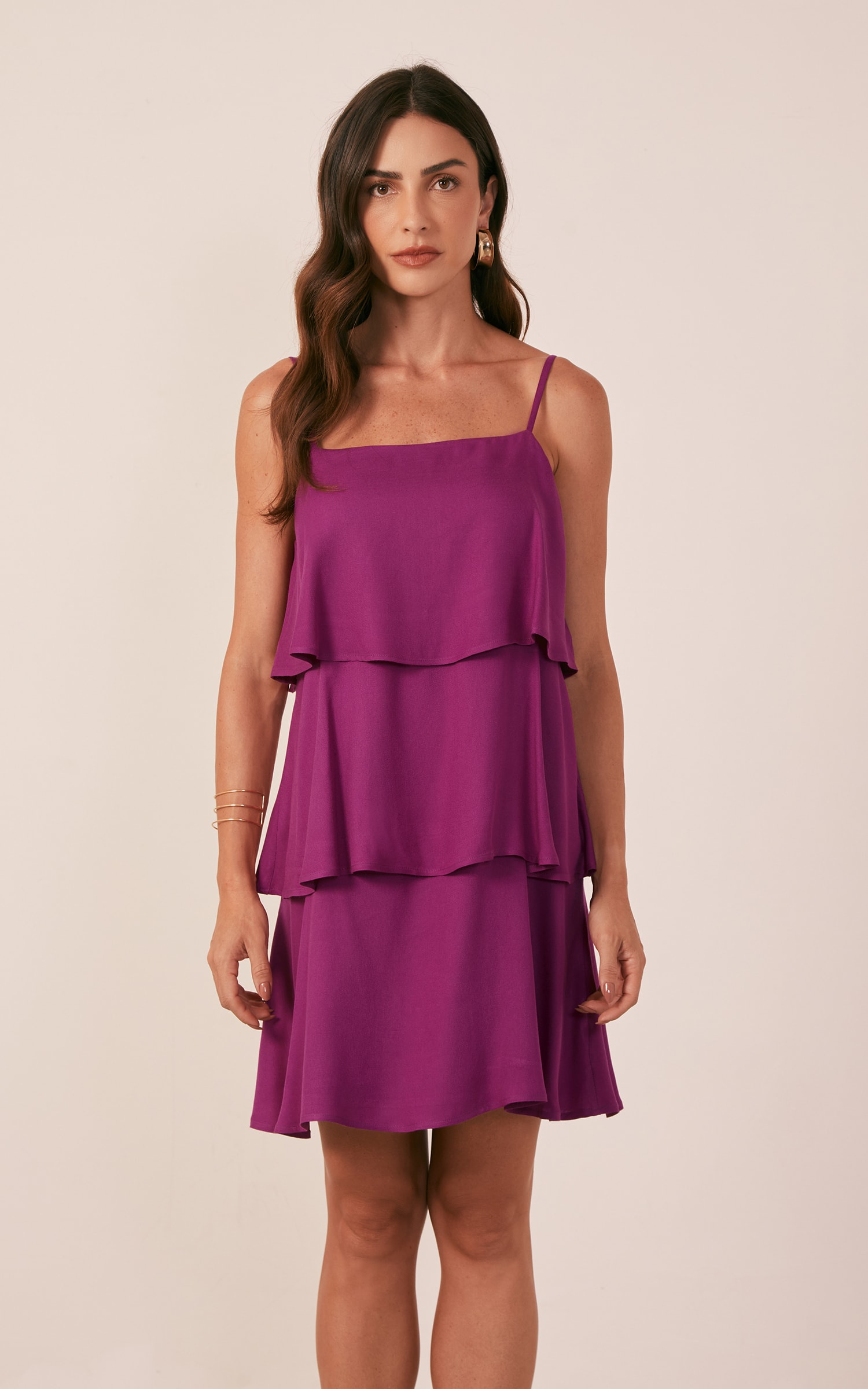 Vestido Bali Babados Fúcsia
