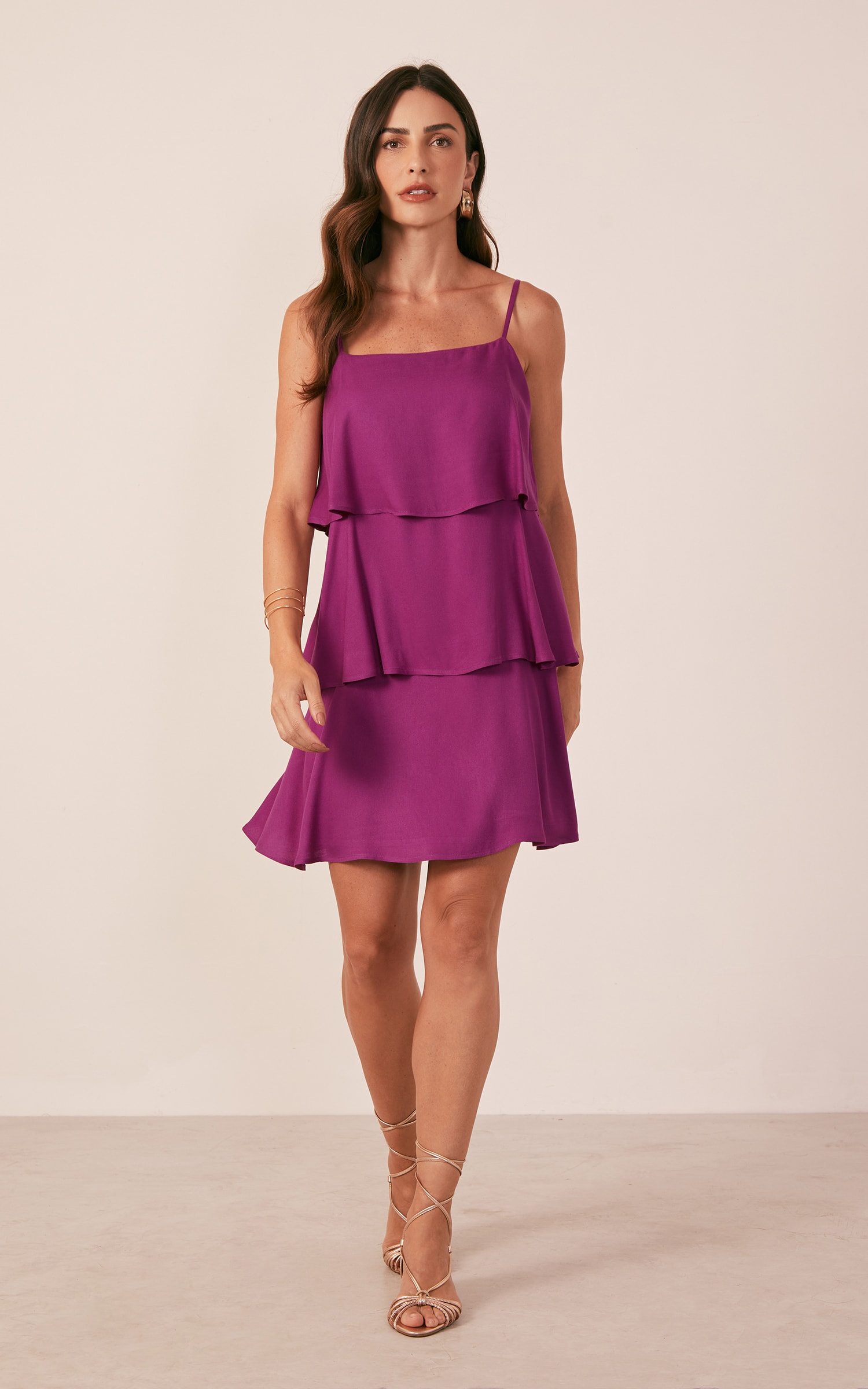 Vestido Bali Babados Fúcsia