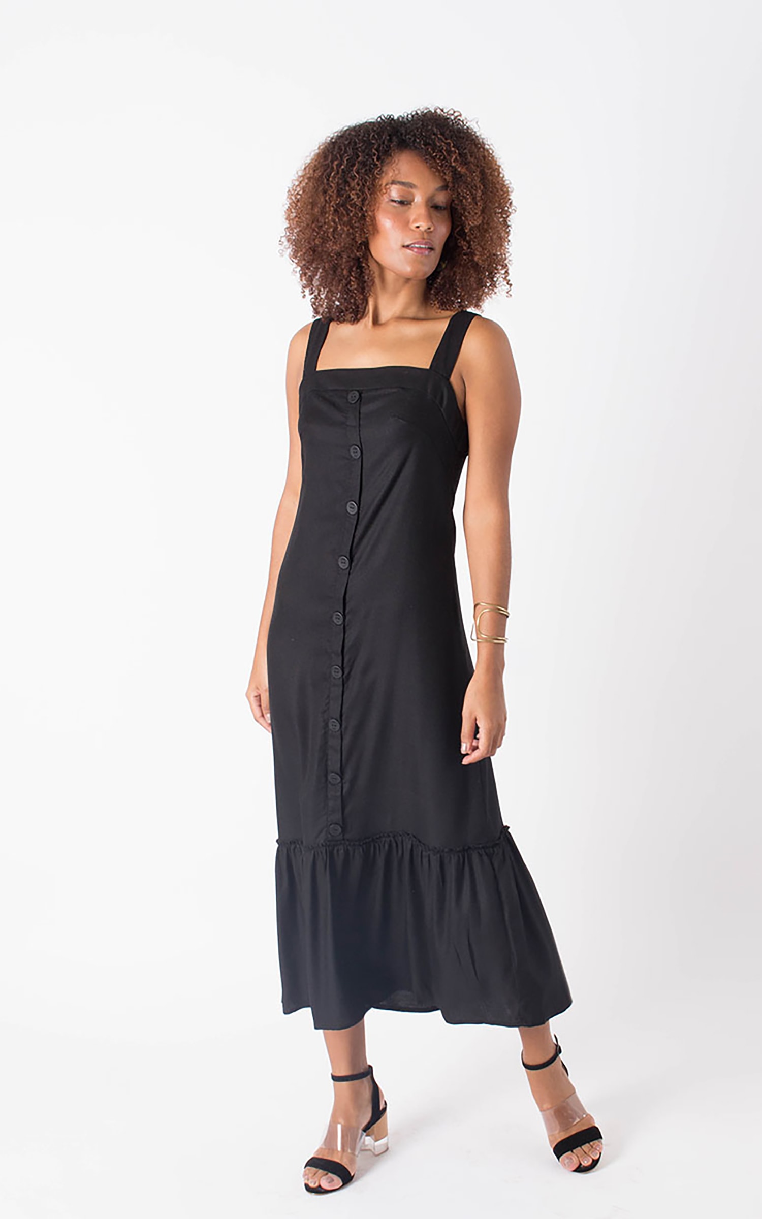 Vestido Botões Preto