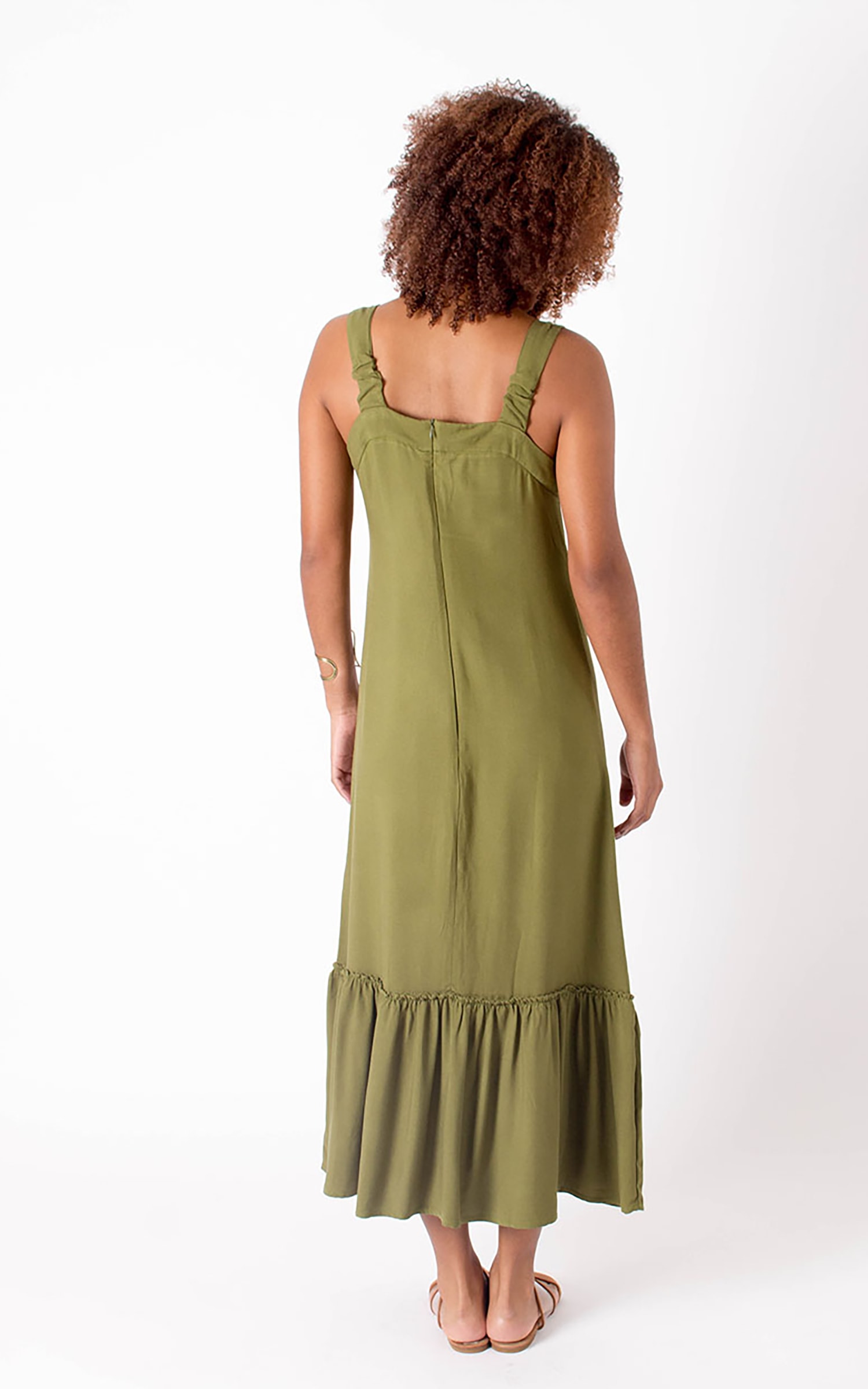 Vestido Botões Verde Musgo