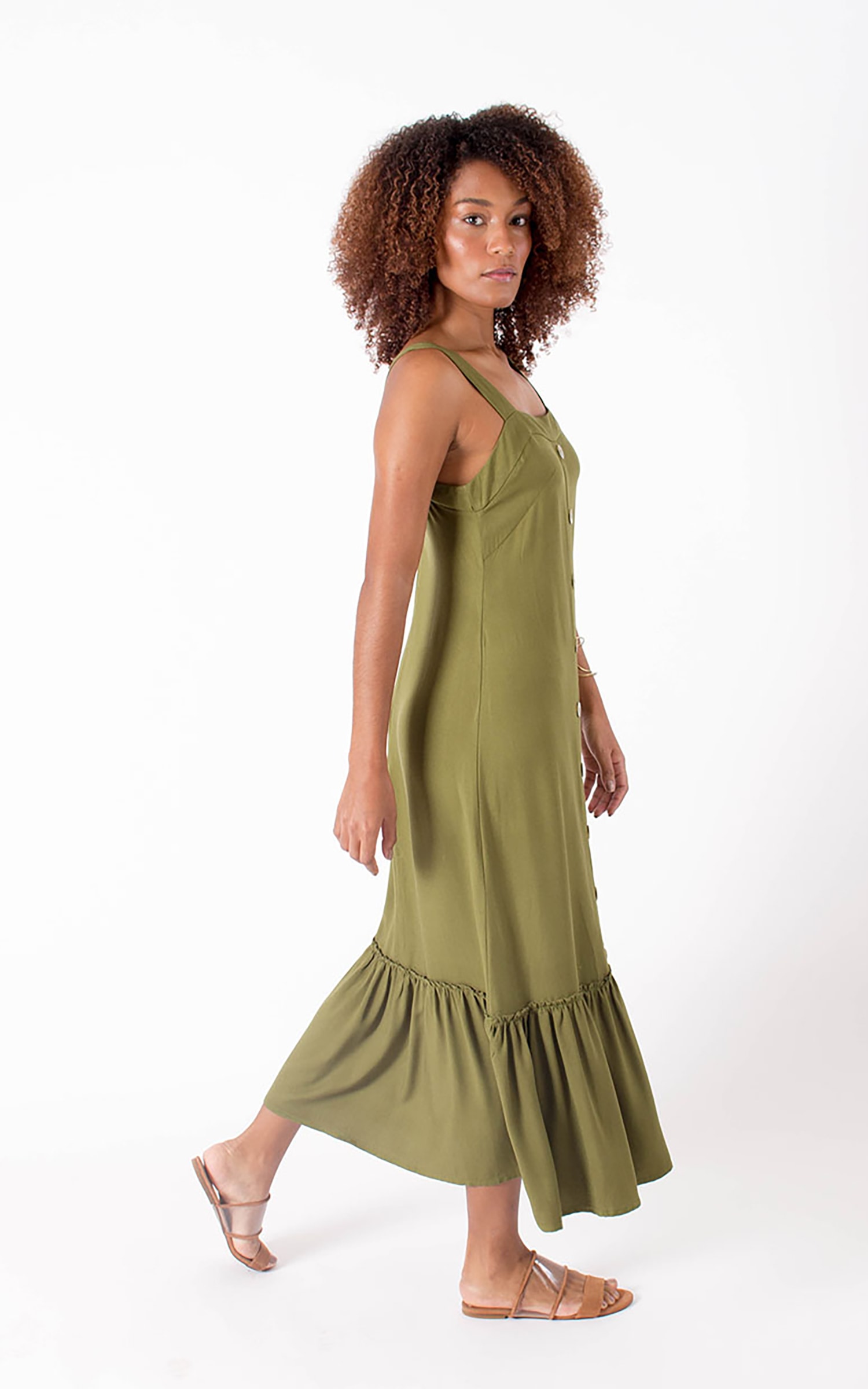 Vestido Botões Verde Musgo