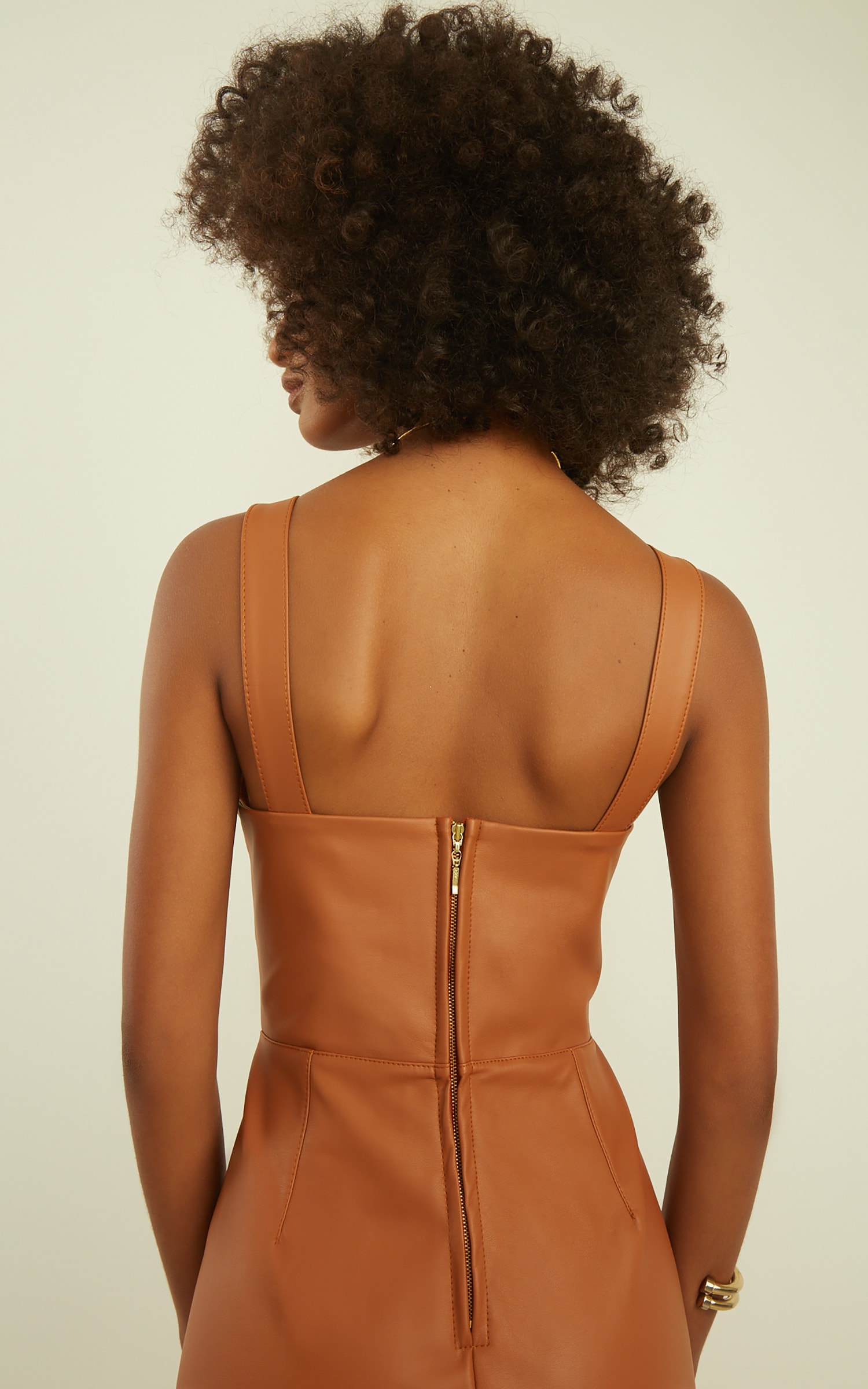 Vestido Camadas Like Leather Caramelo