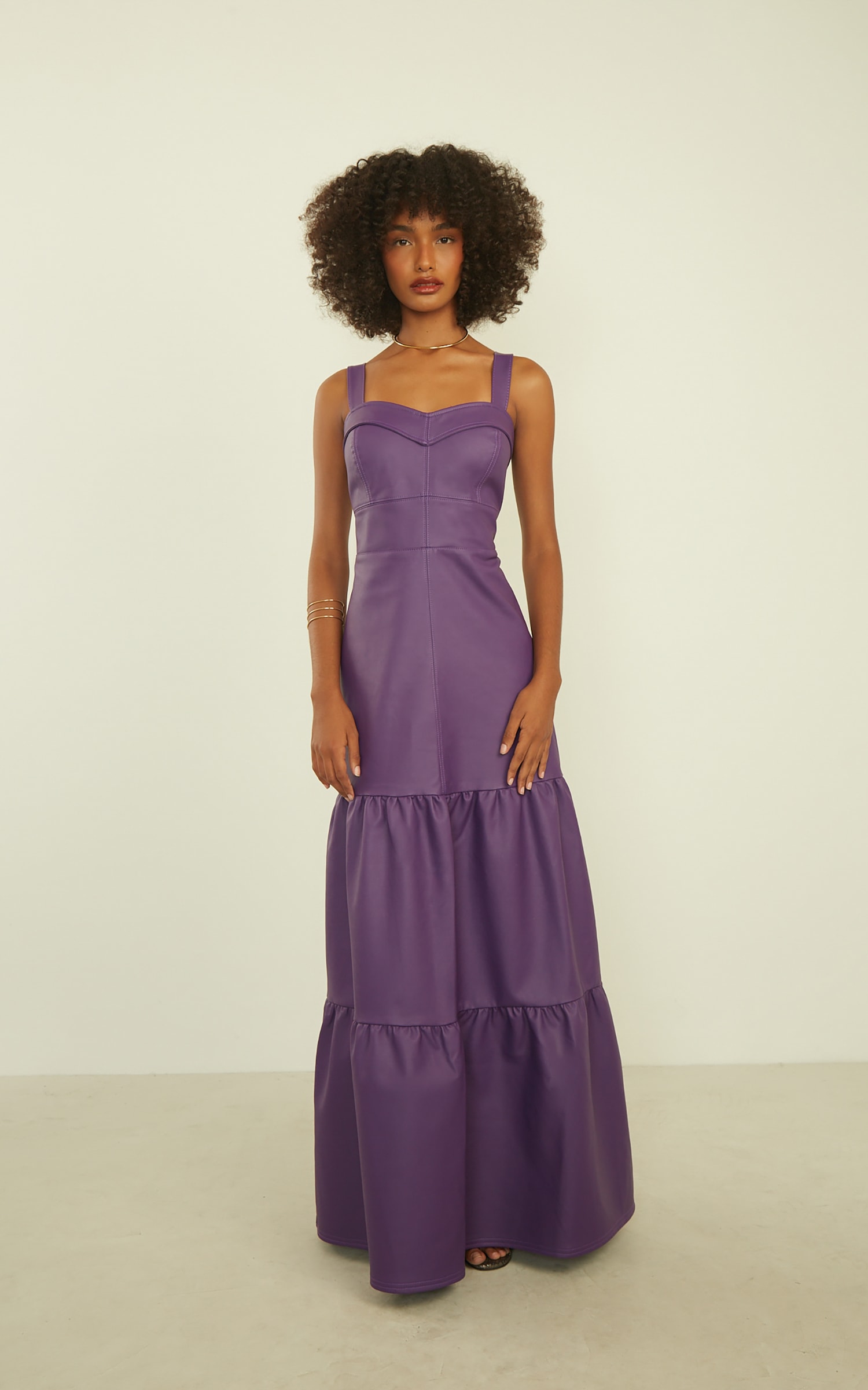 Vestido Camadas Like Leather Roxo