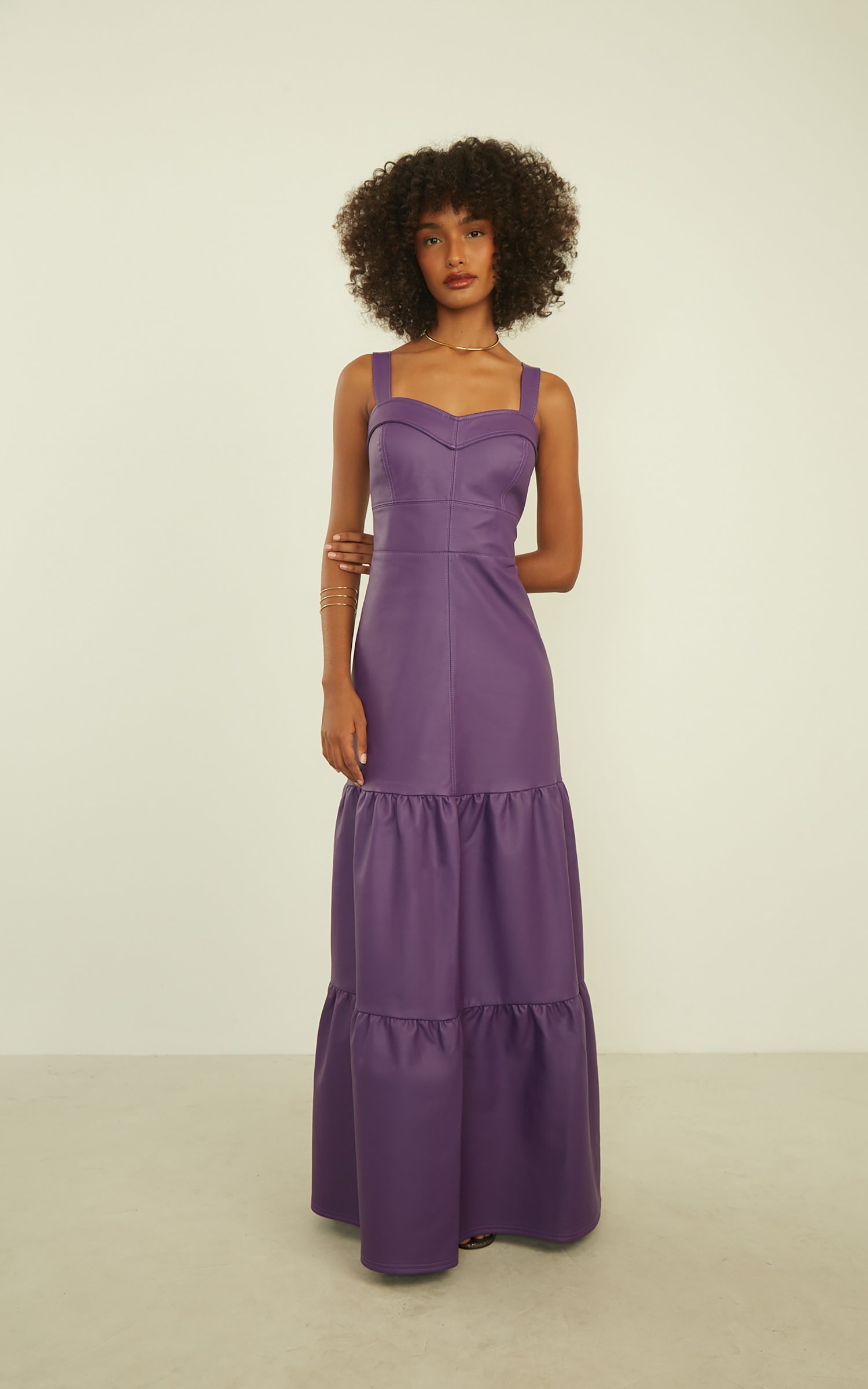 Vestido Camadas Like Leather Roxo