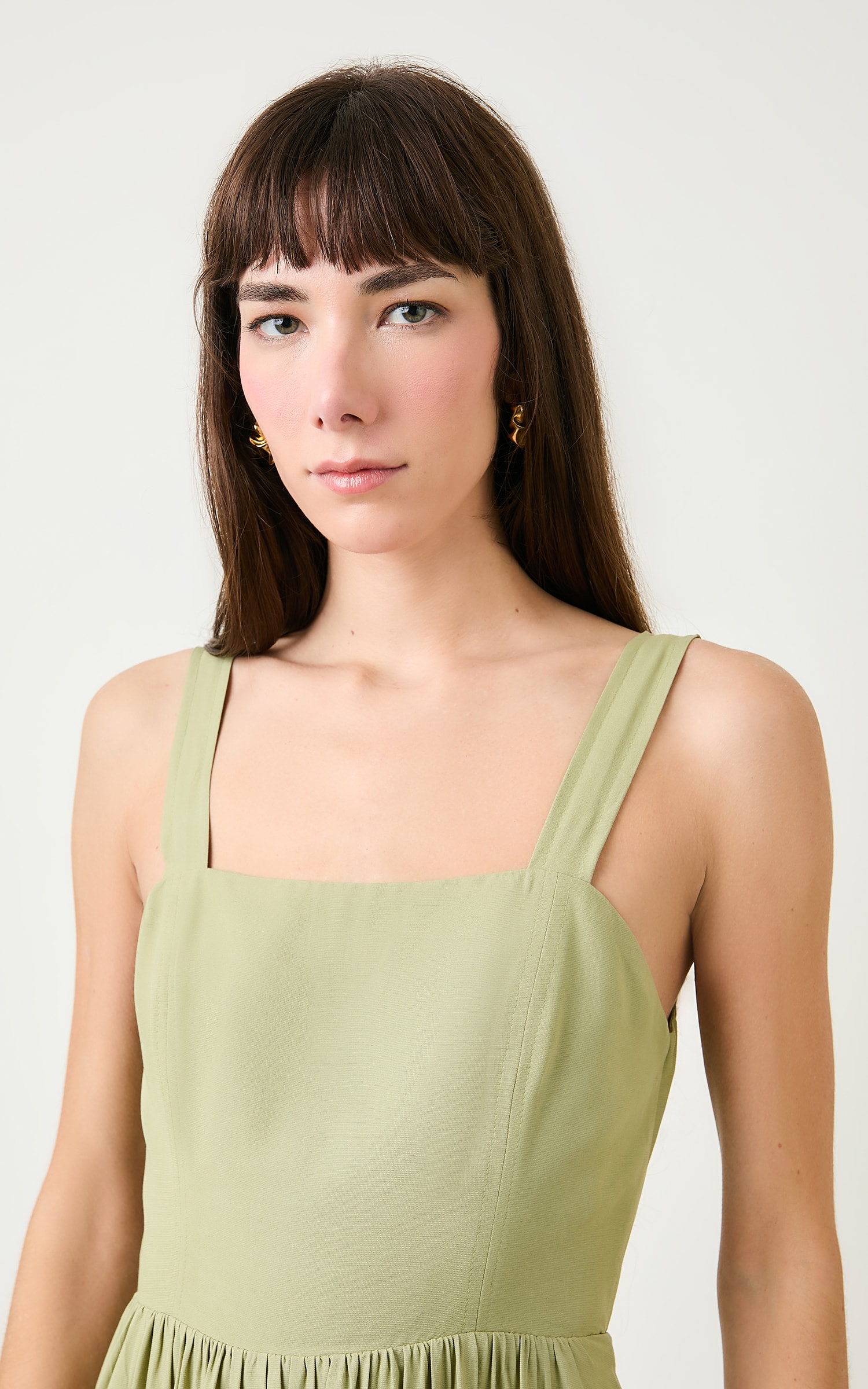 Vestido Cropped Amarracao Horizonte Cha Verde