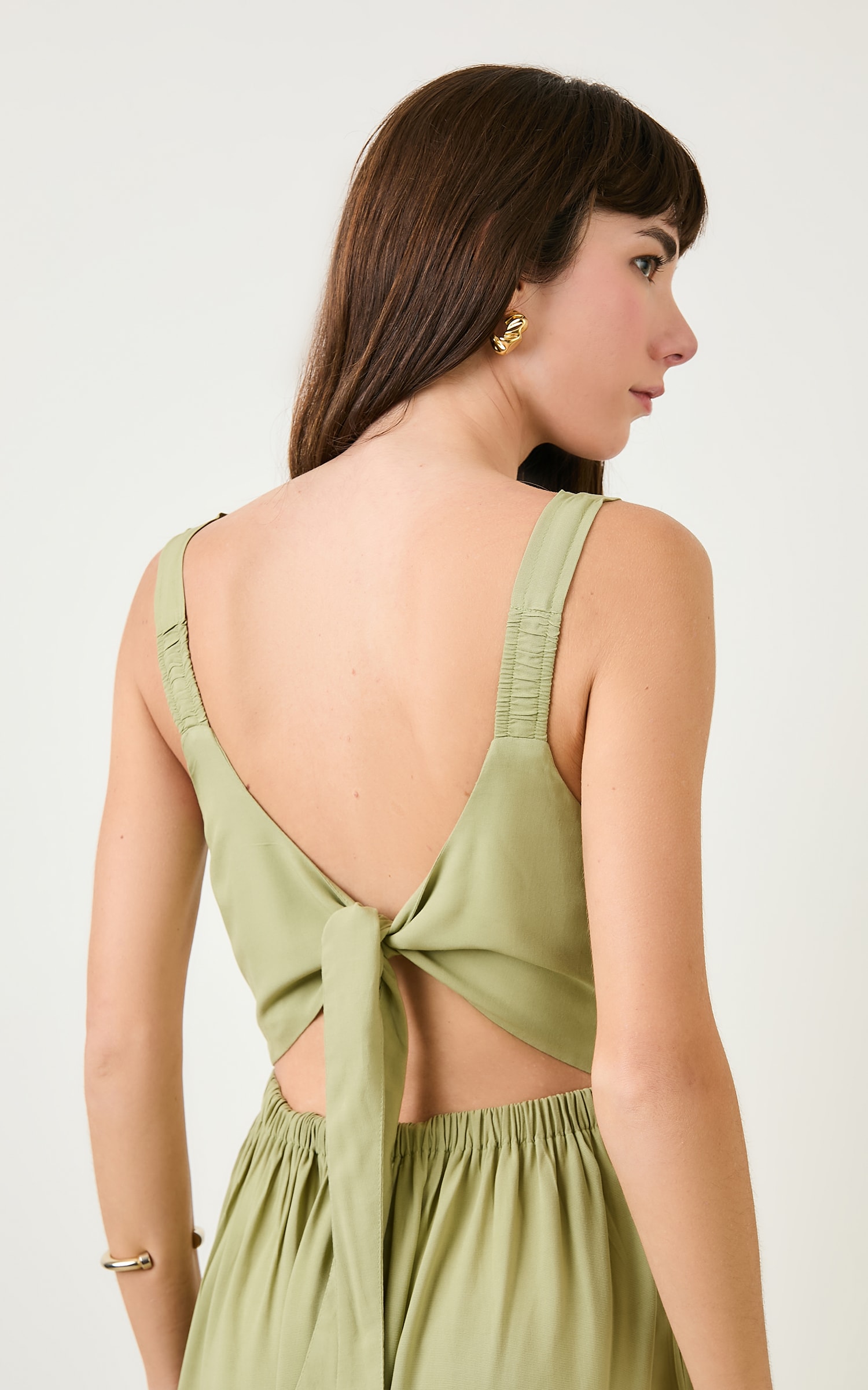 Vestido Cropped Amarracao Horizonte Cha Verde