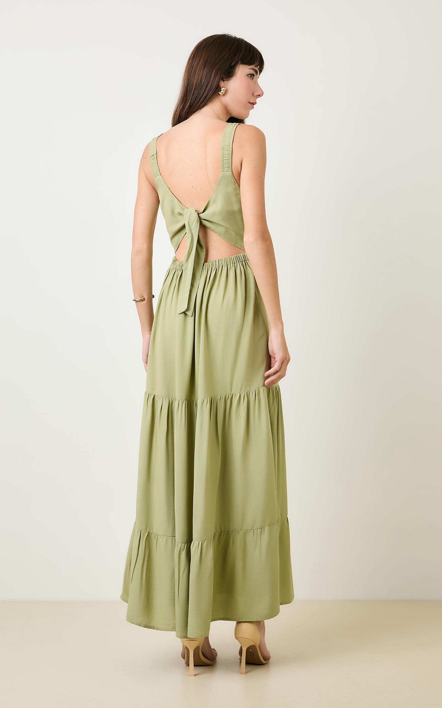 Vestido Cropped Amarracao Horizonte Cha Verde