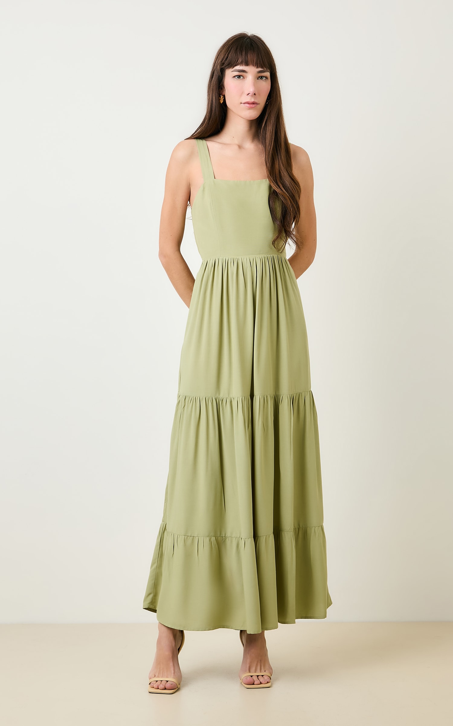 Vestido Cropped Amarracao Horizonte Cha Verde