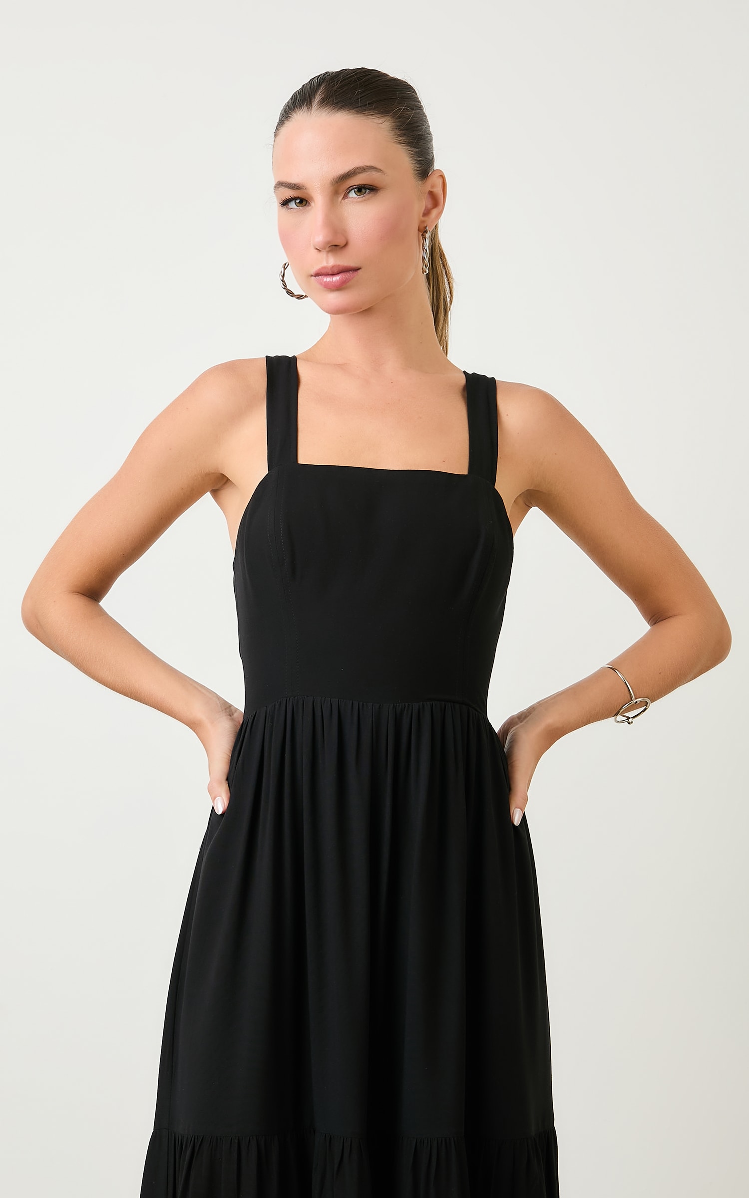 Vestido Cropped Amarracao Horizonte Preto