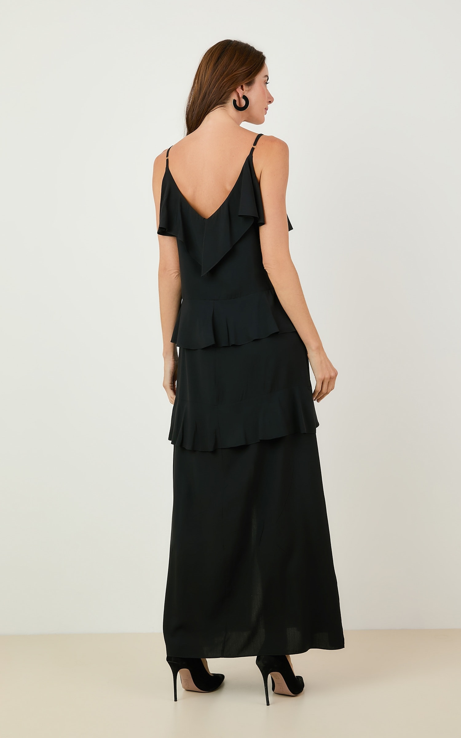 Vestido Cropped Babados Preto